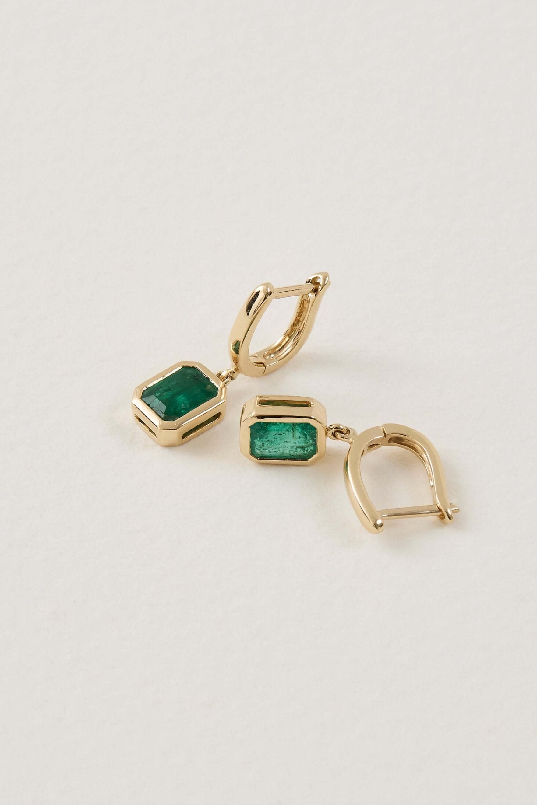 Emerald Bezel Deco Earrings