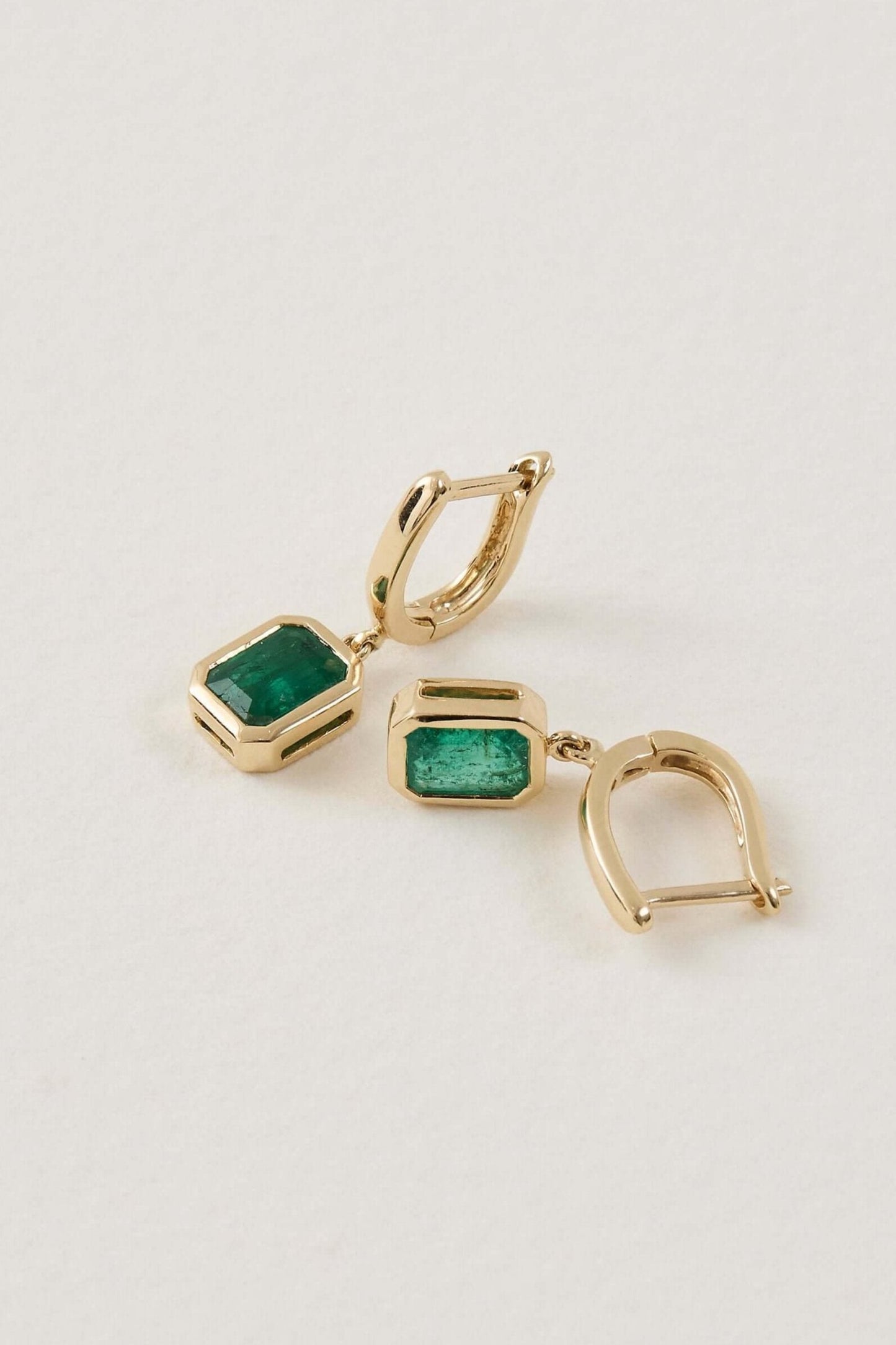 Emerald Bezel Deco Earrings