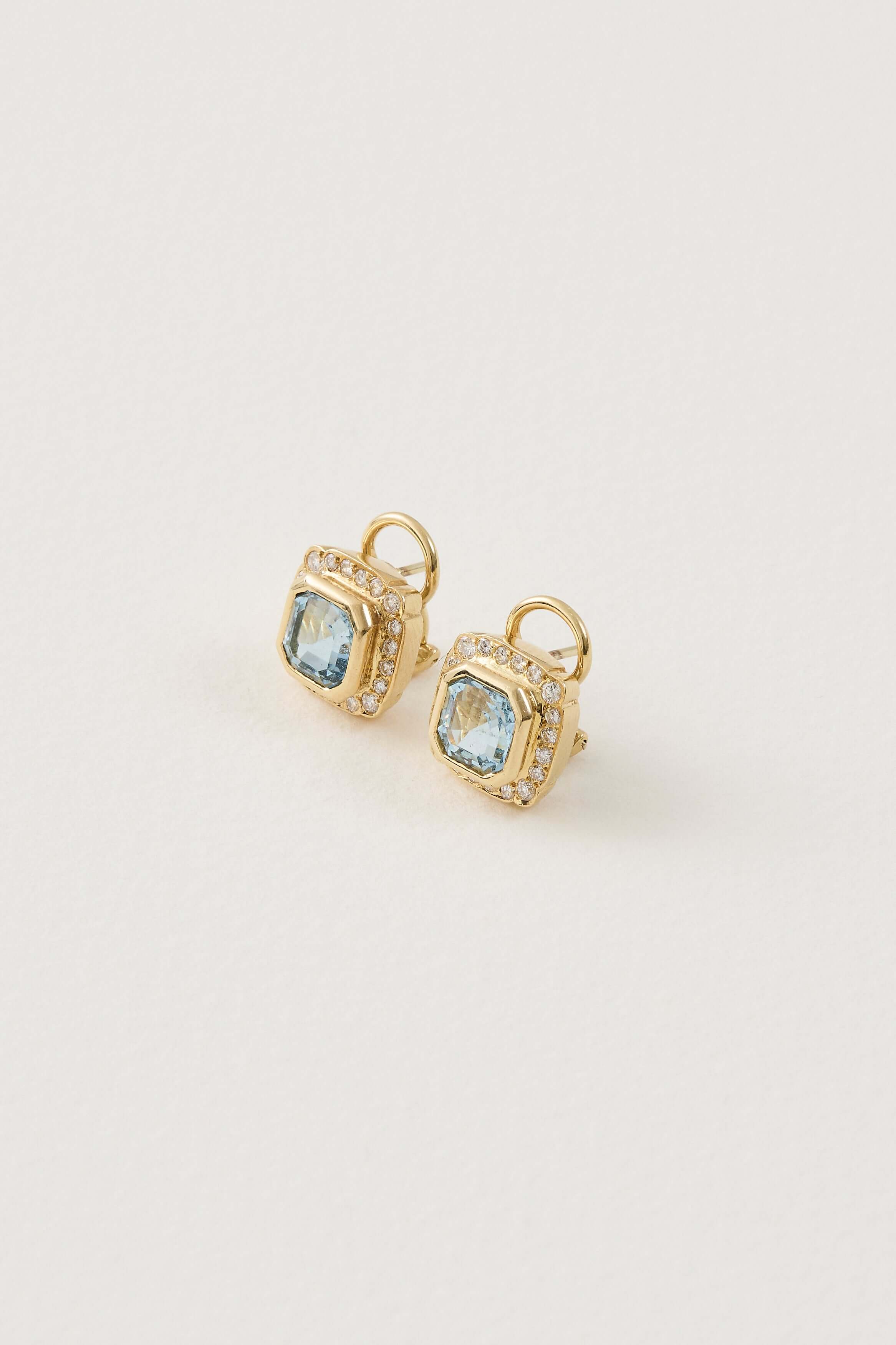 Aquamarine Deco Studs