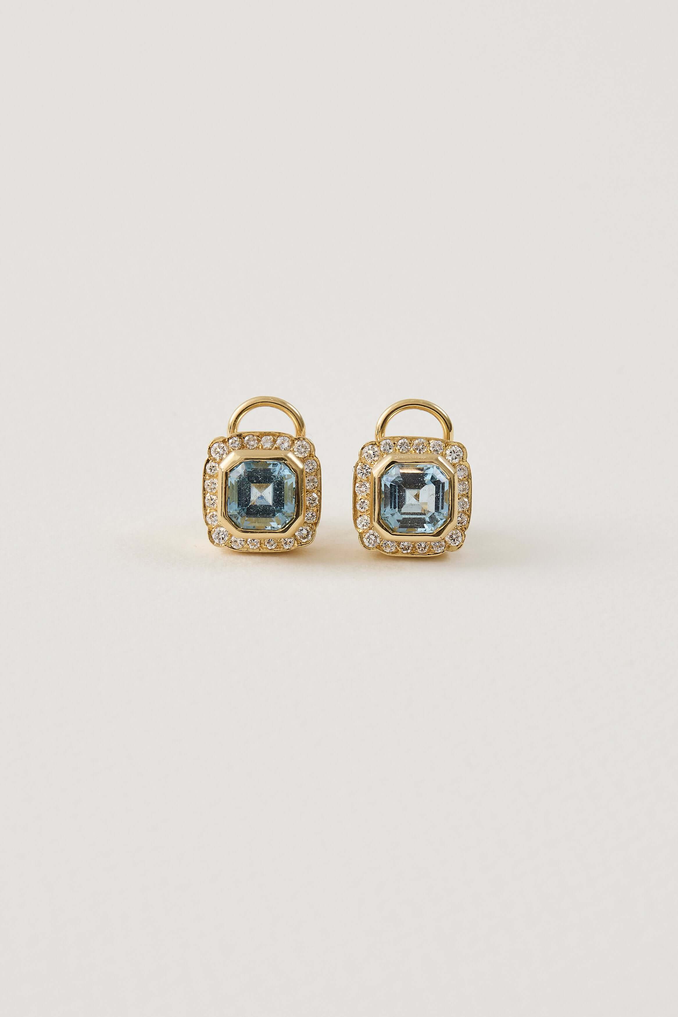 Aquamarine Deco Studs