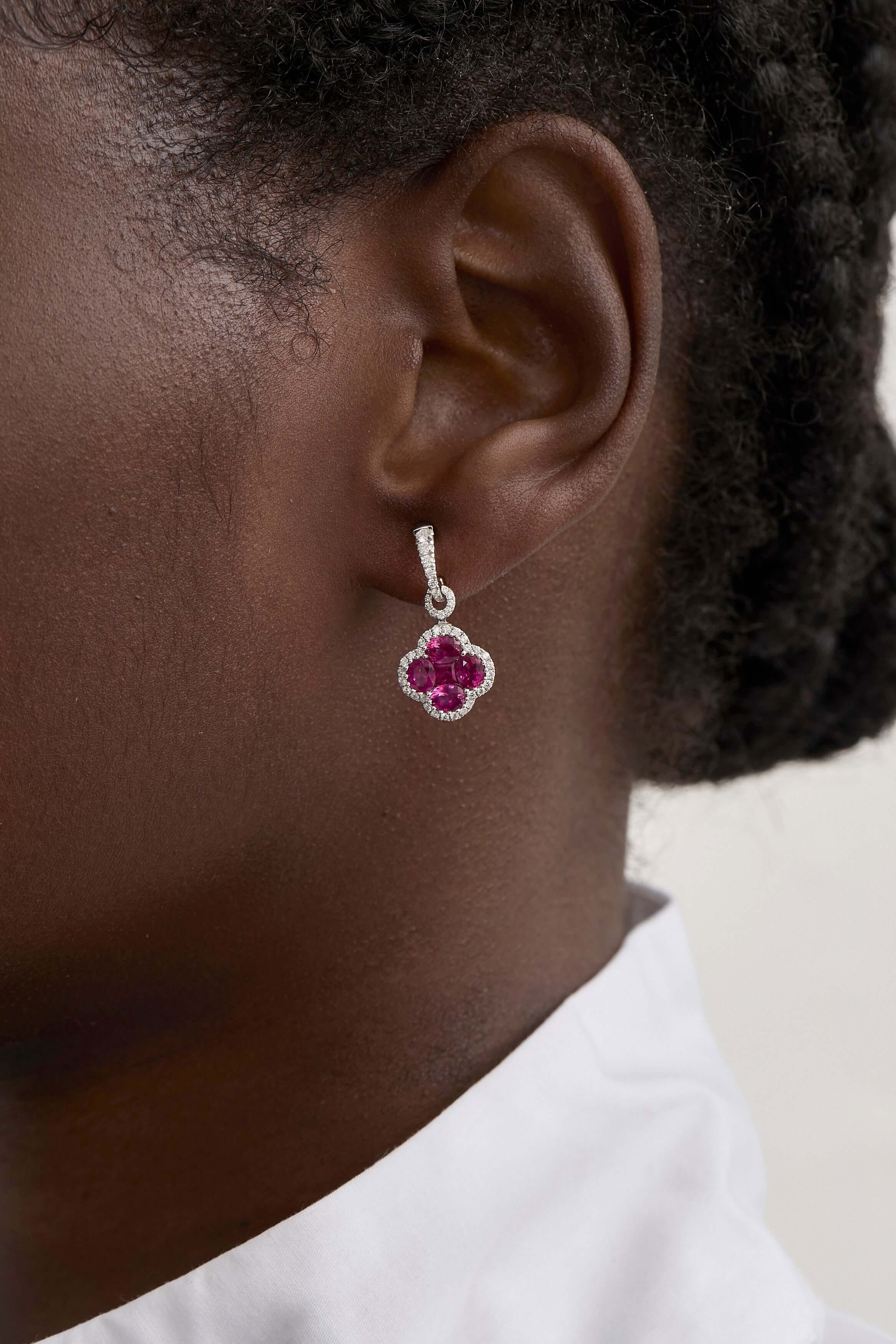 Ruby Clover Earrings