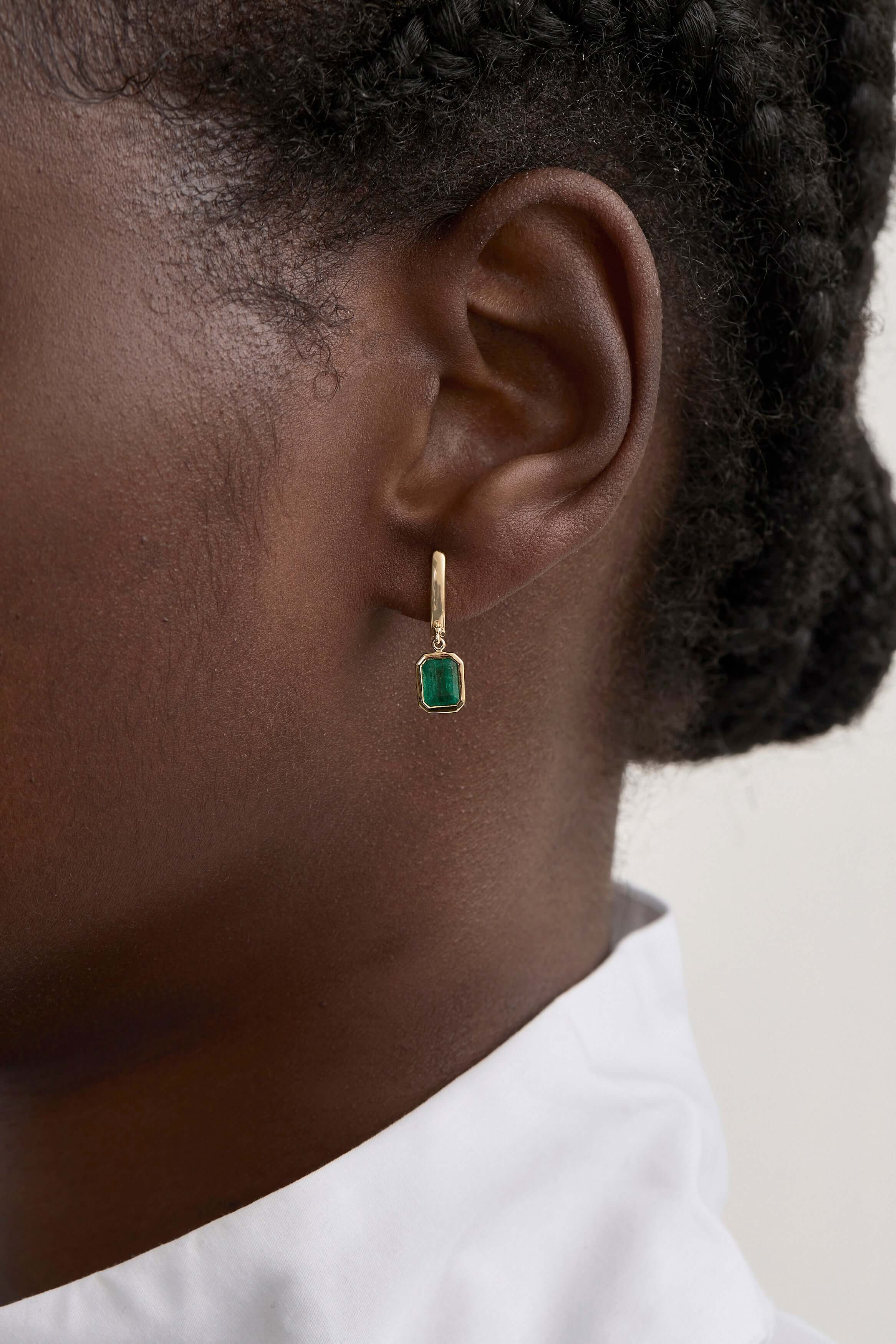 Emerald Bezel Deco Earrings