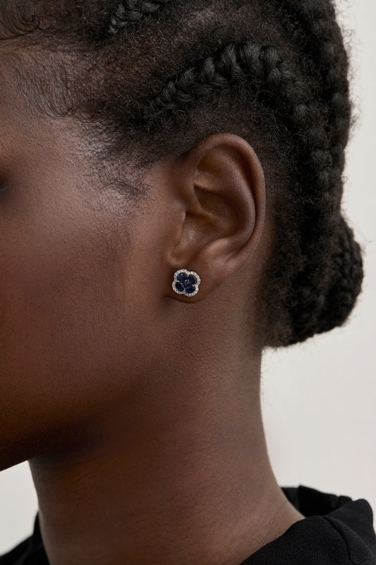 Sapphire Clover Studs