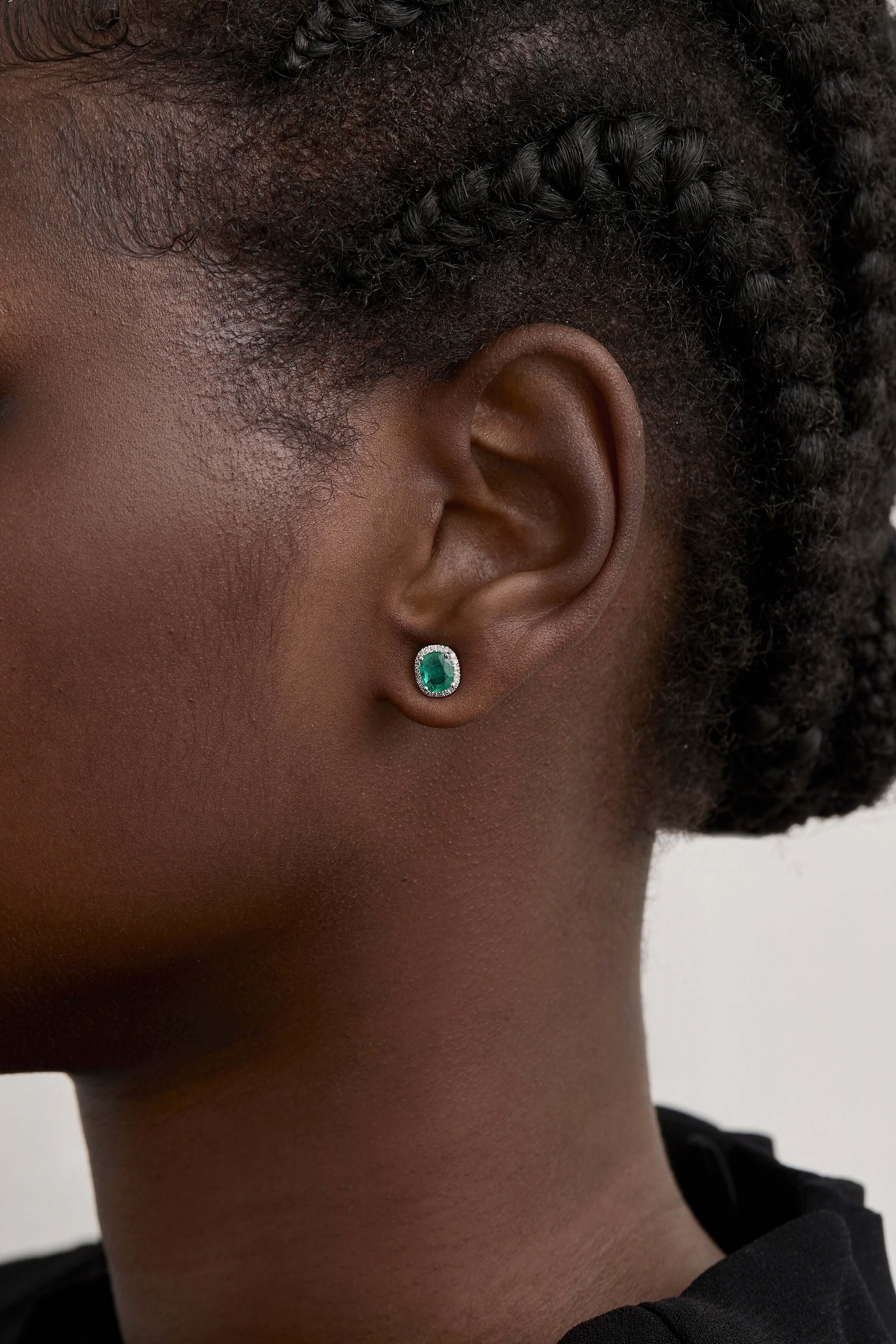 Emerald Deco Studs