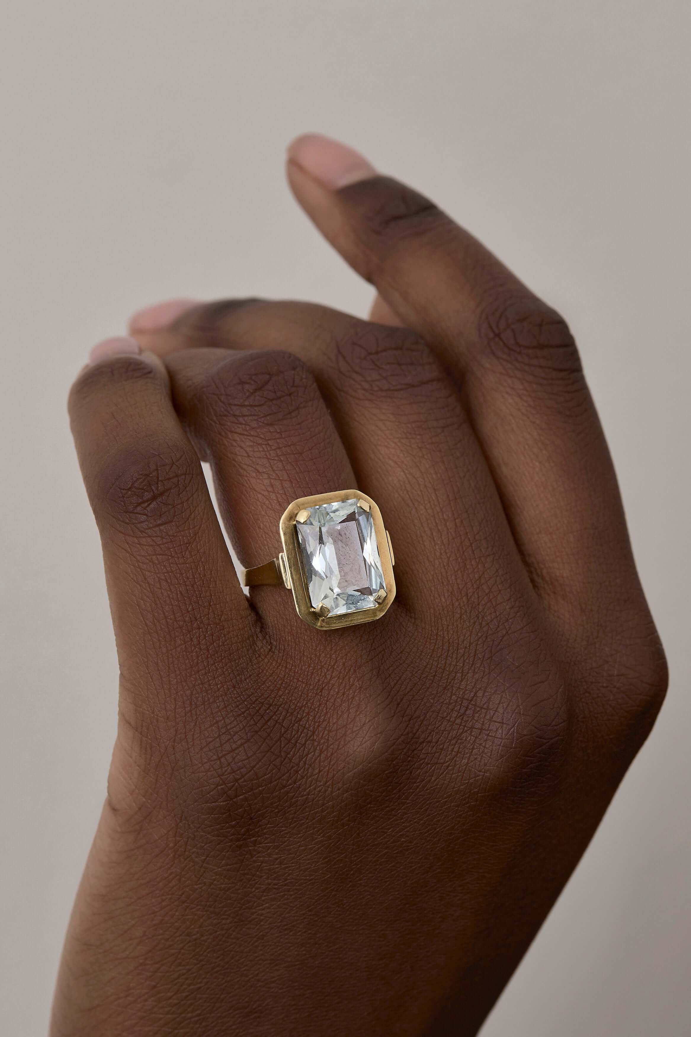 Mid-Century Aquamarine Ring