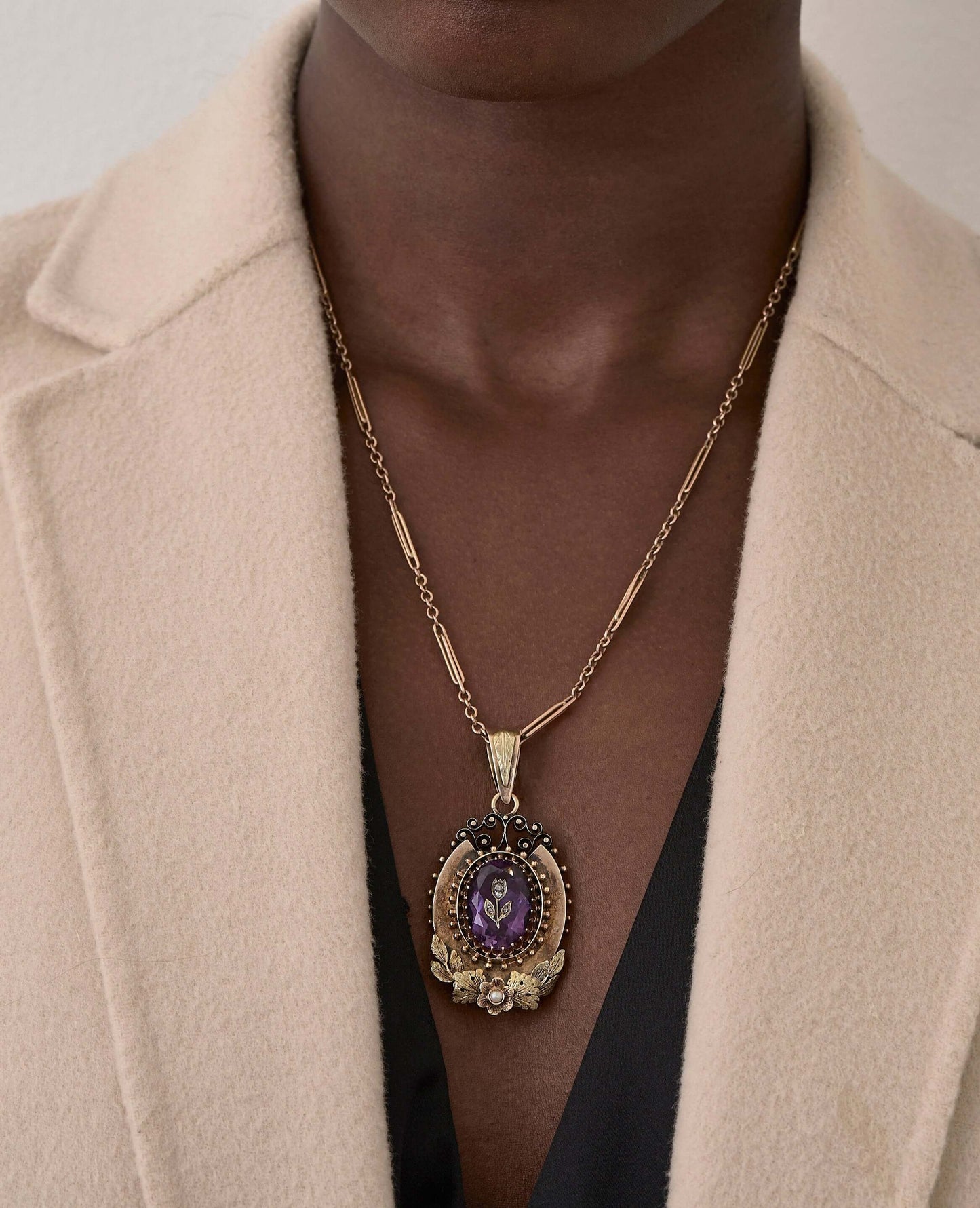 Victorian Amethyst Pendant 18ct Yellow Gold