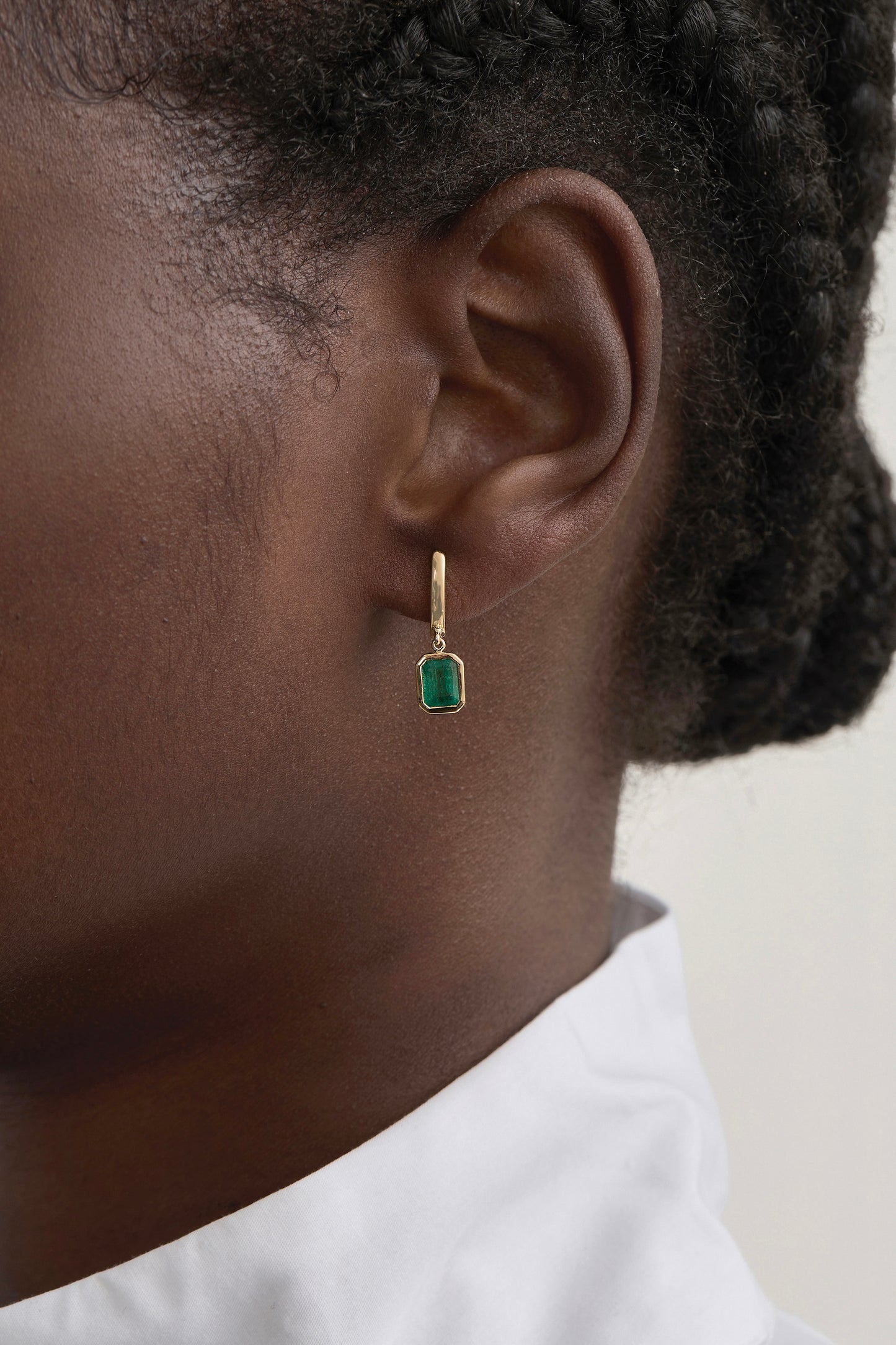 Emerald Bezel Deco Earrings