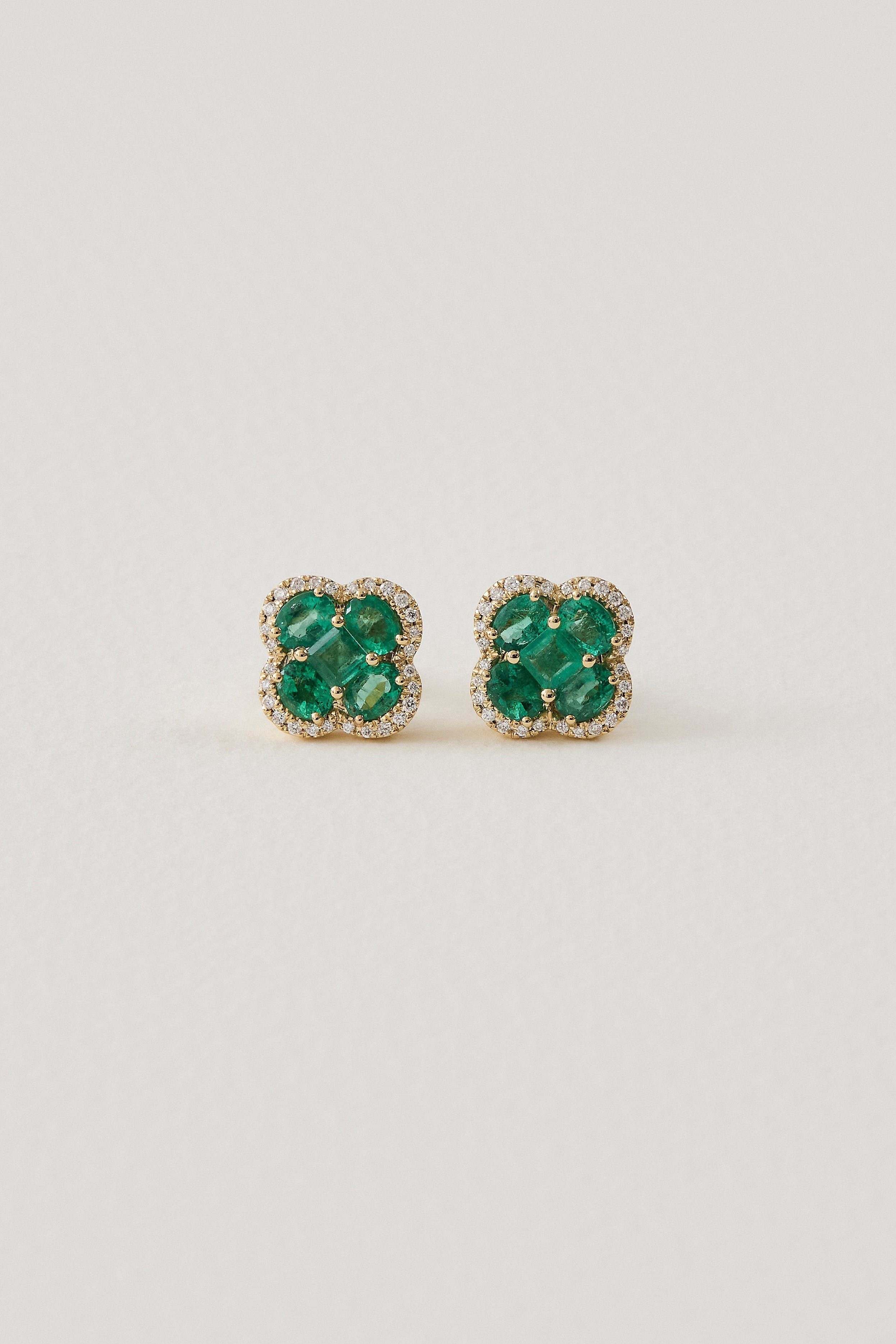 Emerald Clover Studs