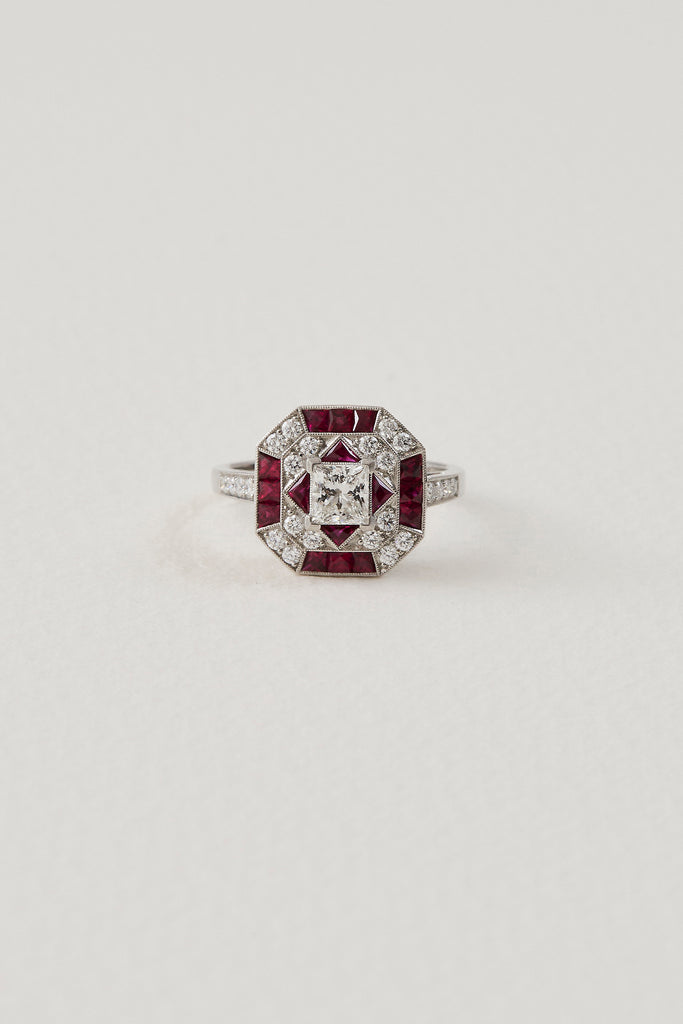 Ruby Reverie Art Deco Design Ring