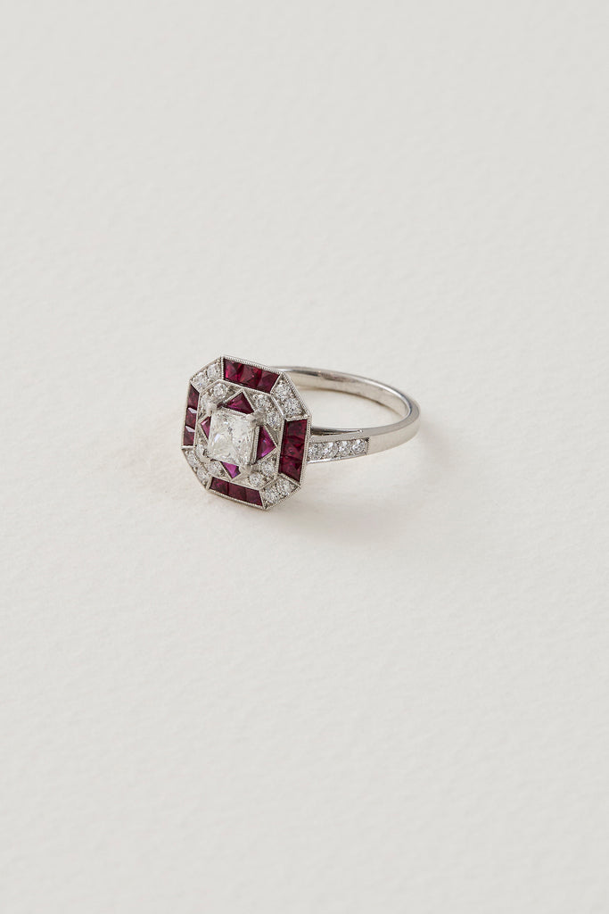 Ruby Reverie Art Deco Design Ring