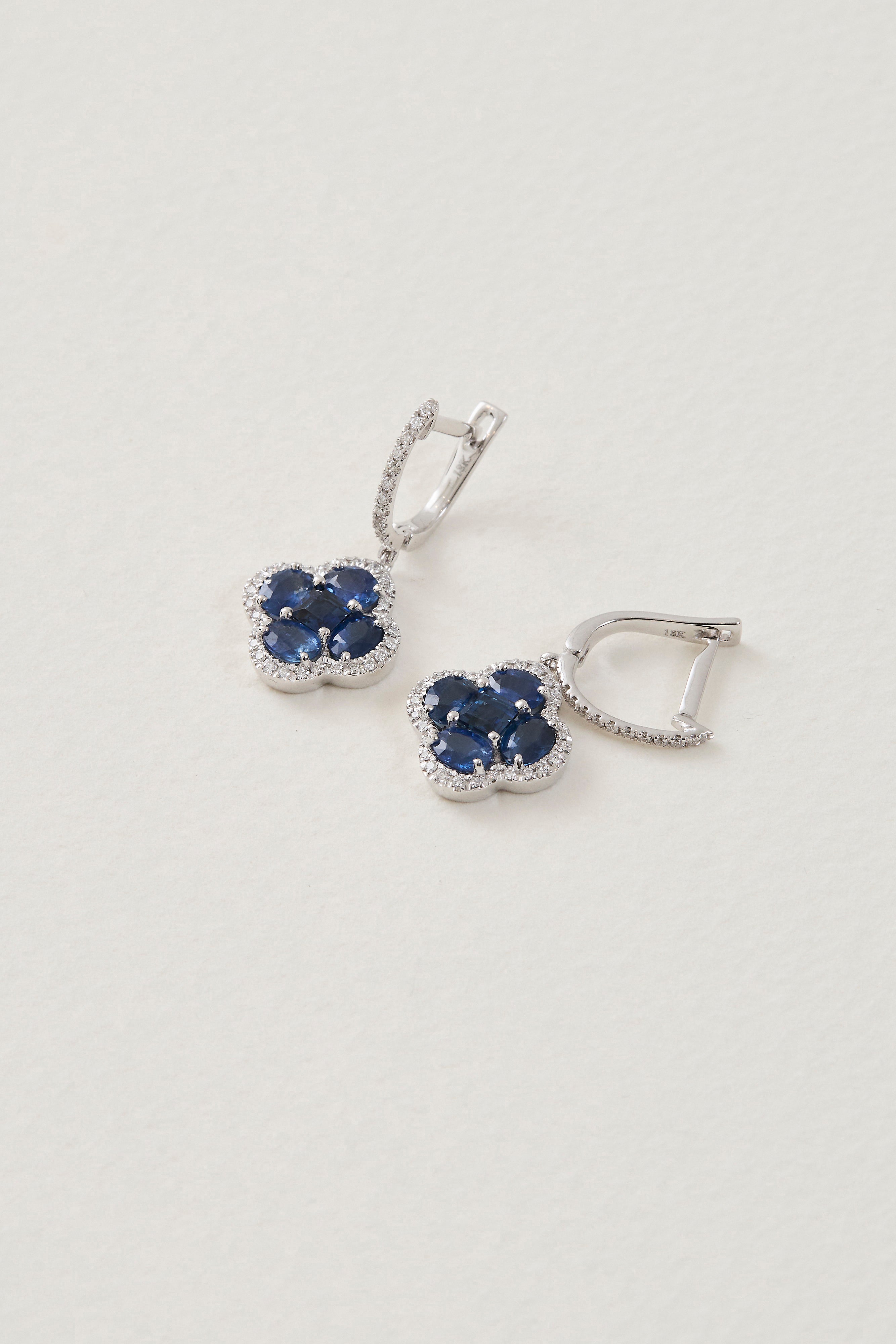 Sapphire Clover Earrings