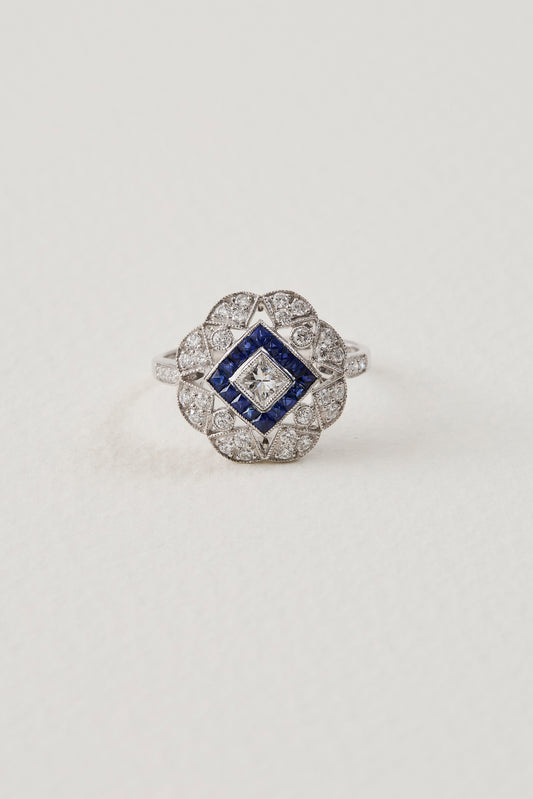 Sapphire Floral Deco Ring