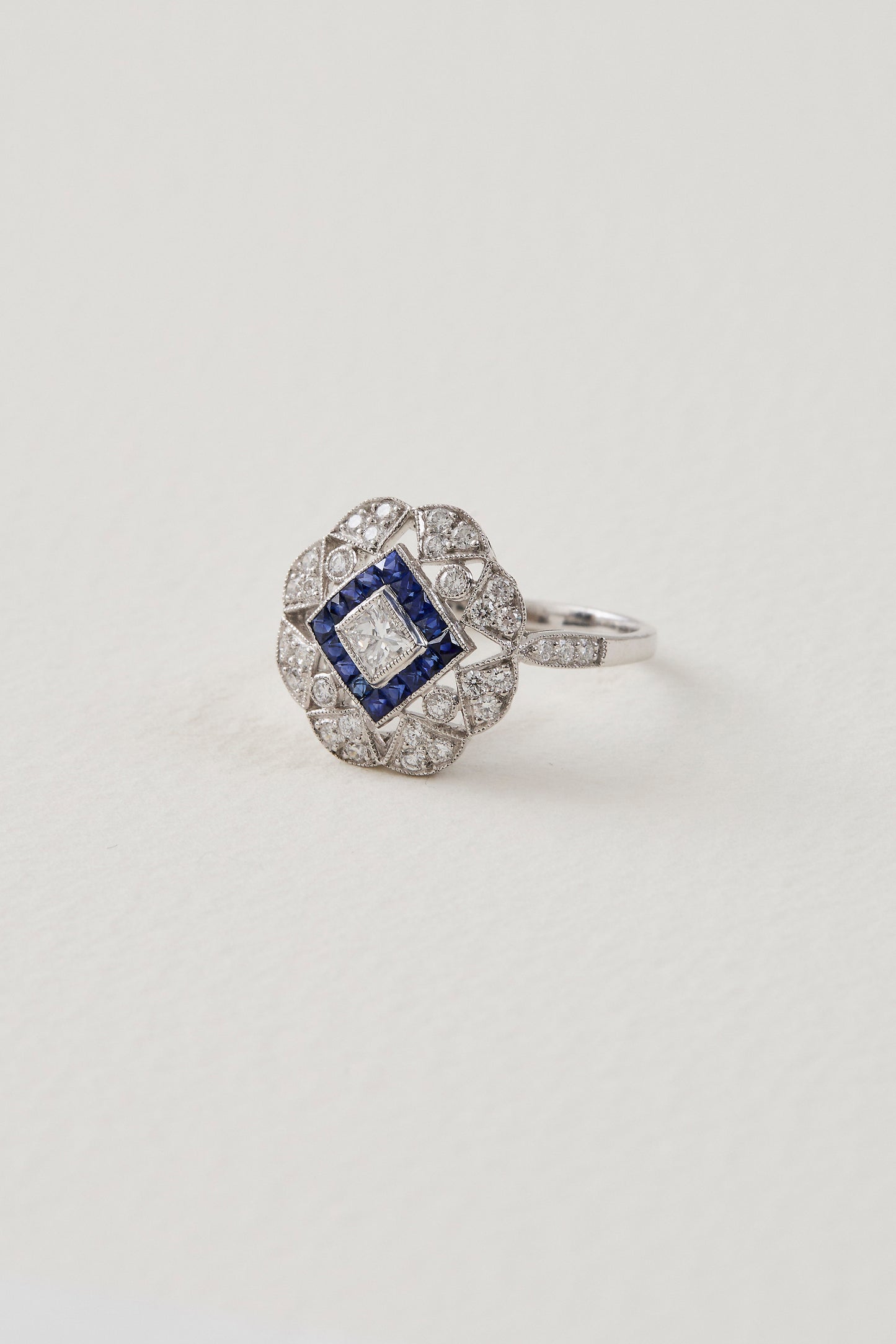 Sapphire Floral Deco Ring