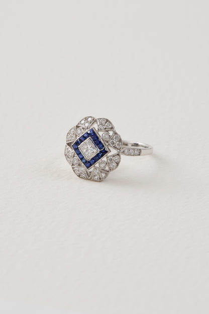 Sapphire Floral Deco Ring