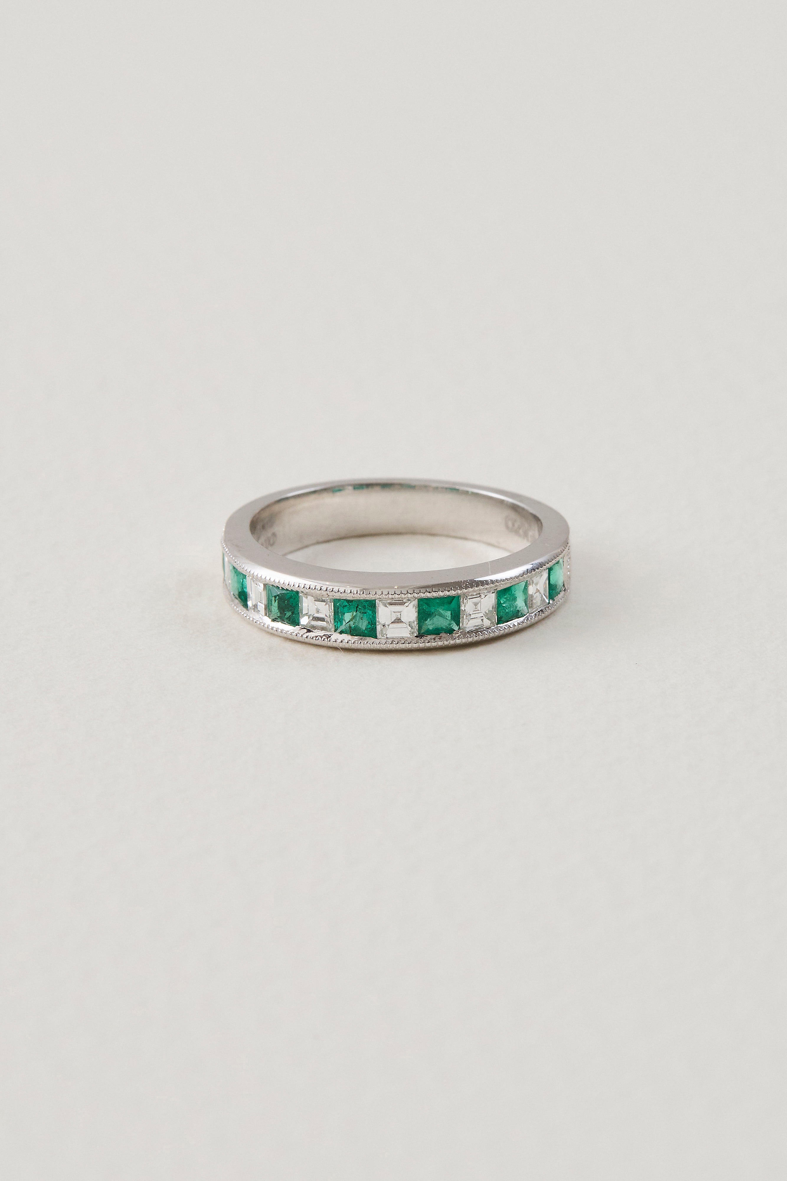 Emerald Half Eternity Band