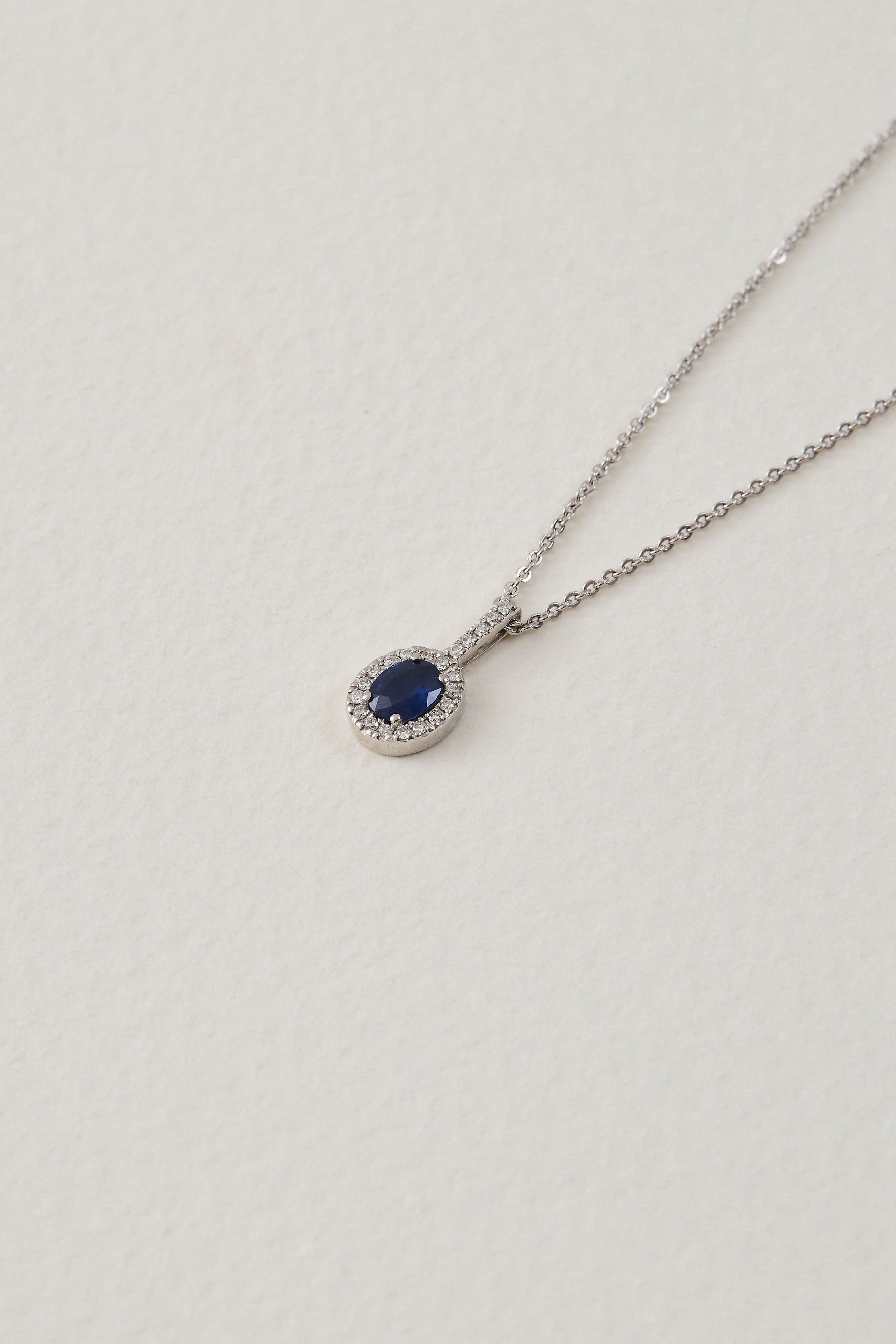 Sapphire Halo Necklace