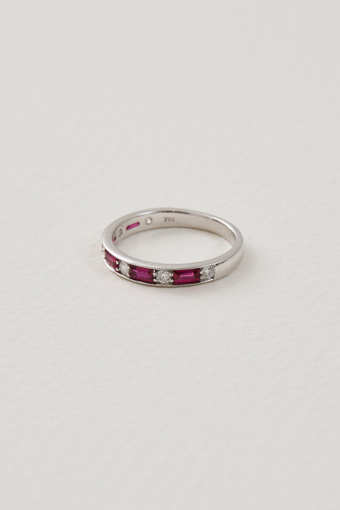 Ruby Baguette Half Eternity Band