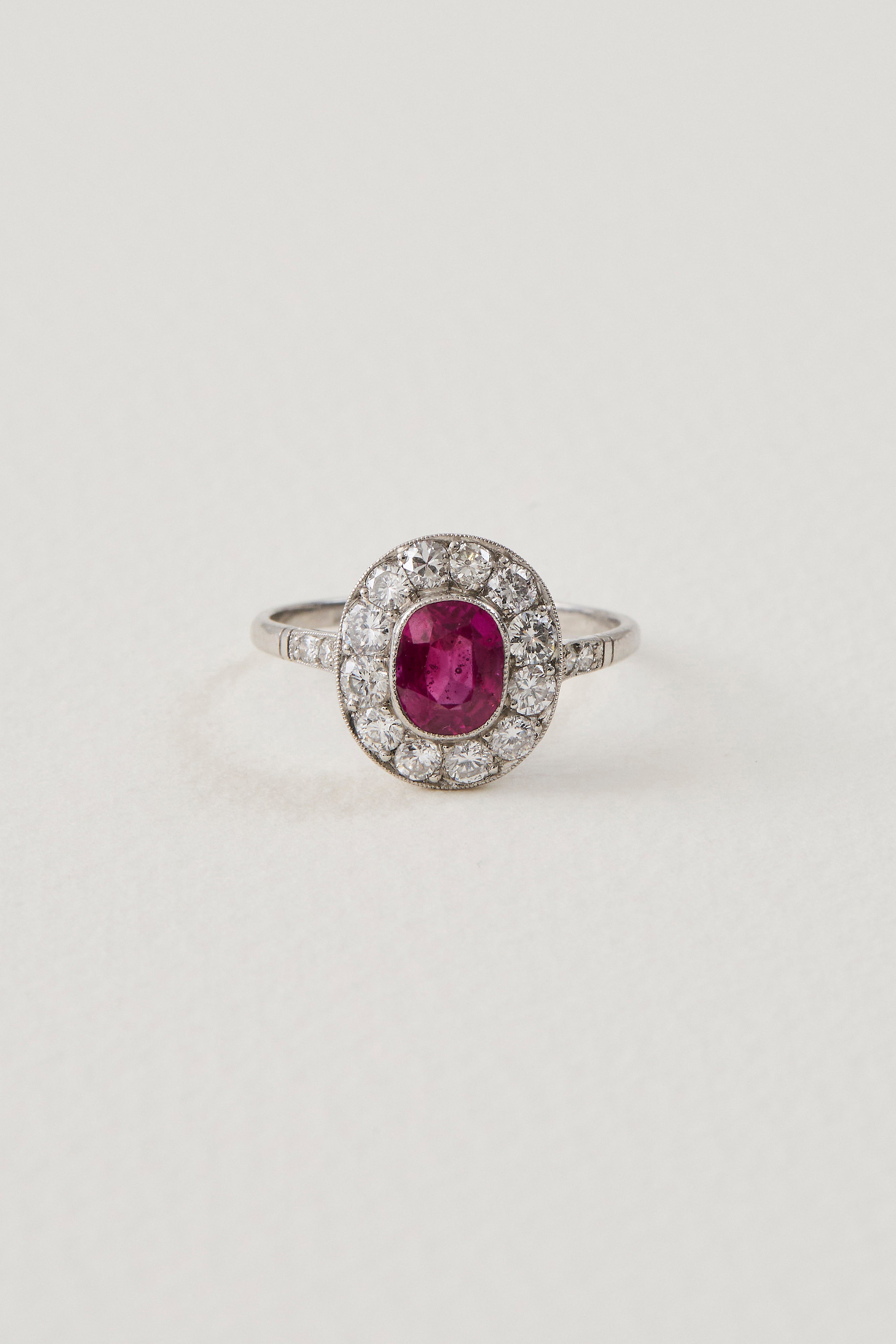 Mid-Century Ruby Cluster Ring