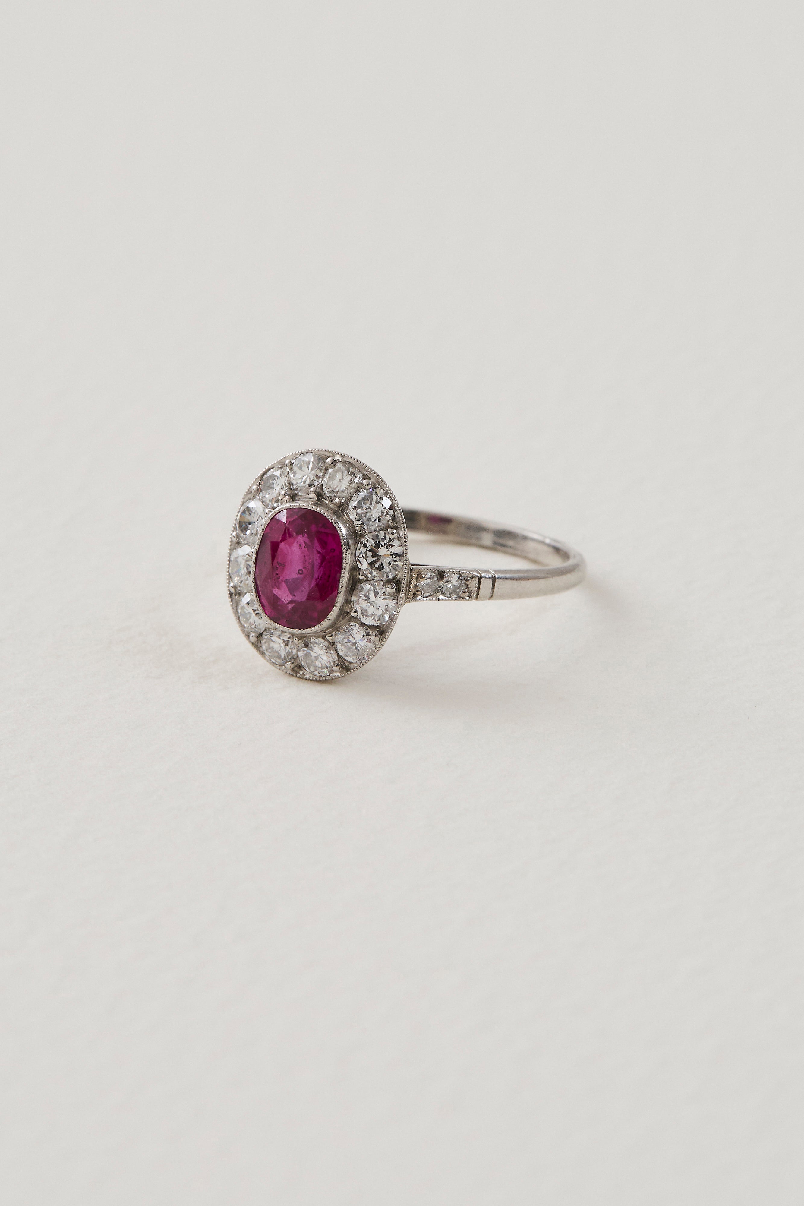 Mid-Century Ruby Cluster Ring