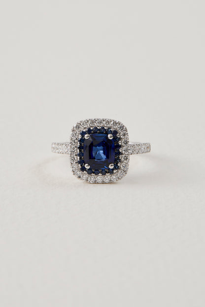 Sapphire Halo Deco Ring