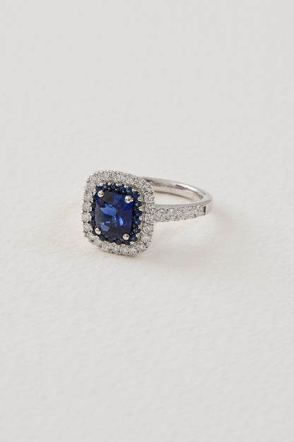 Sapphire Halo Deco Ring