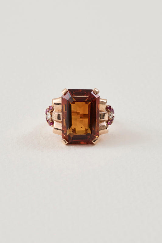 Mid Century Citrine Ring