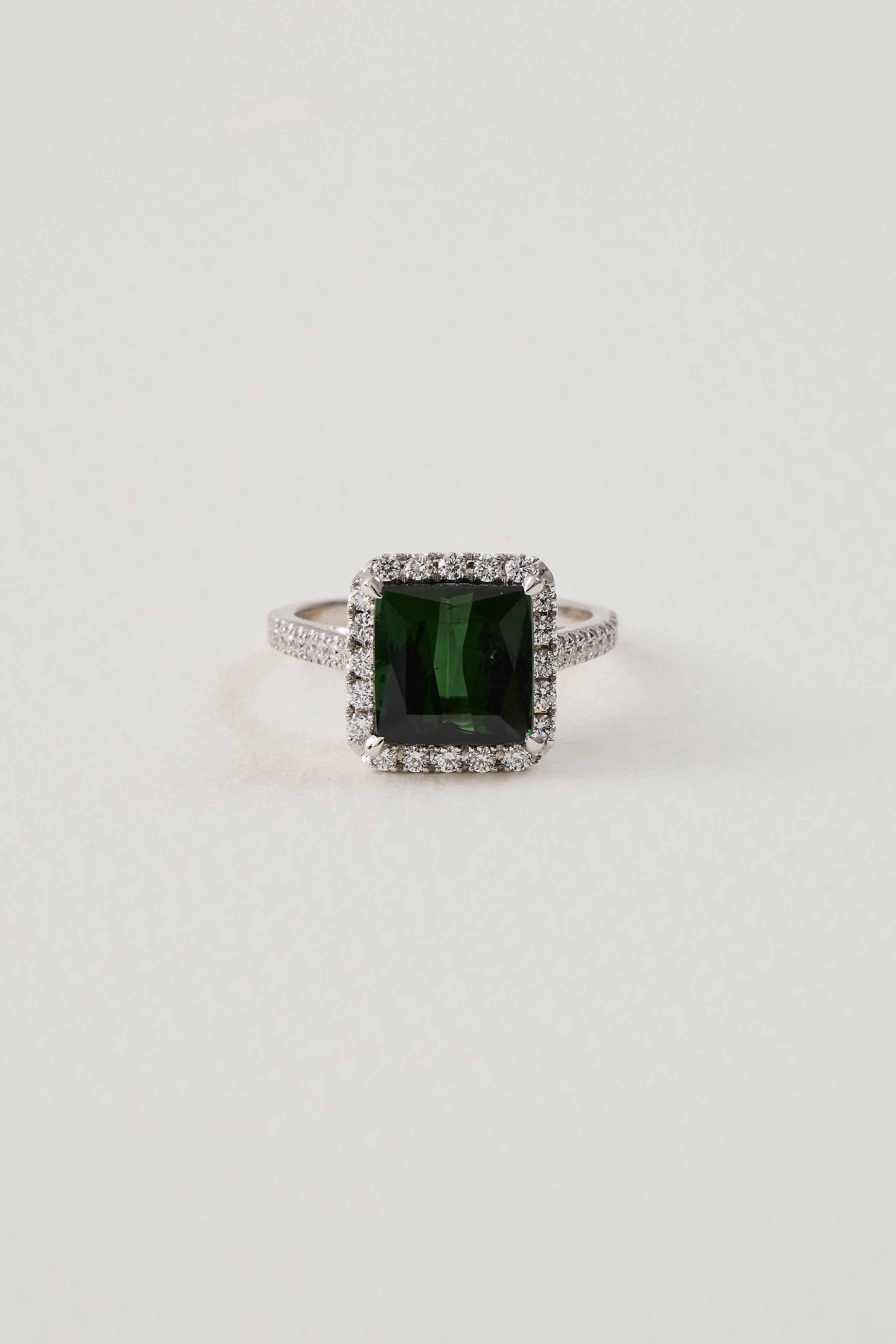 Tourmaline Cubic Halo Ring