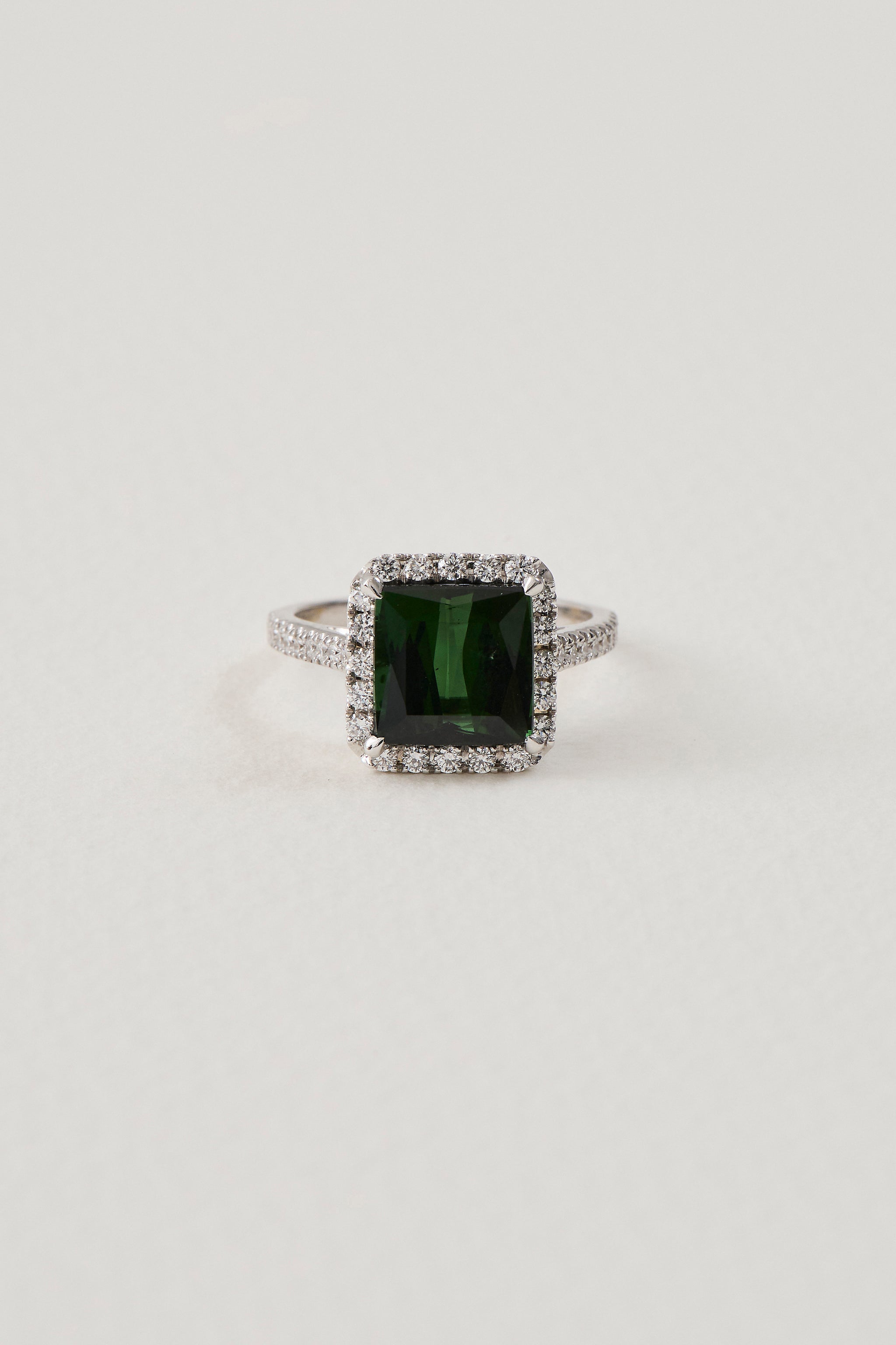 Tourmaline Cubic Halo Ring