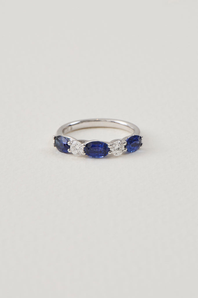 Sapphire and Diamond Half Eternity Band