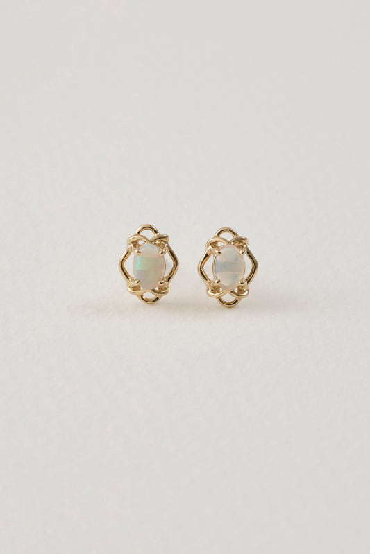 Opal and 9ct yellow gold studs