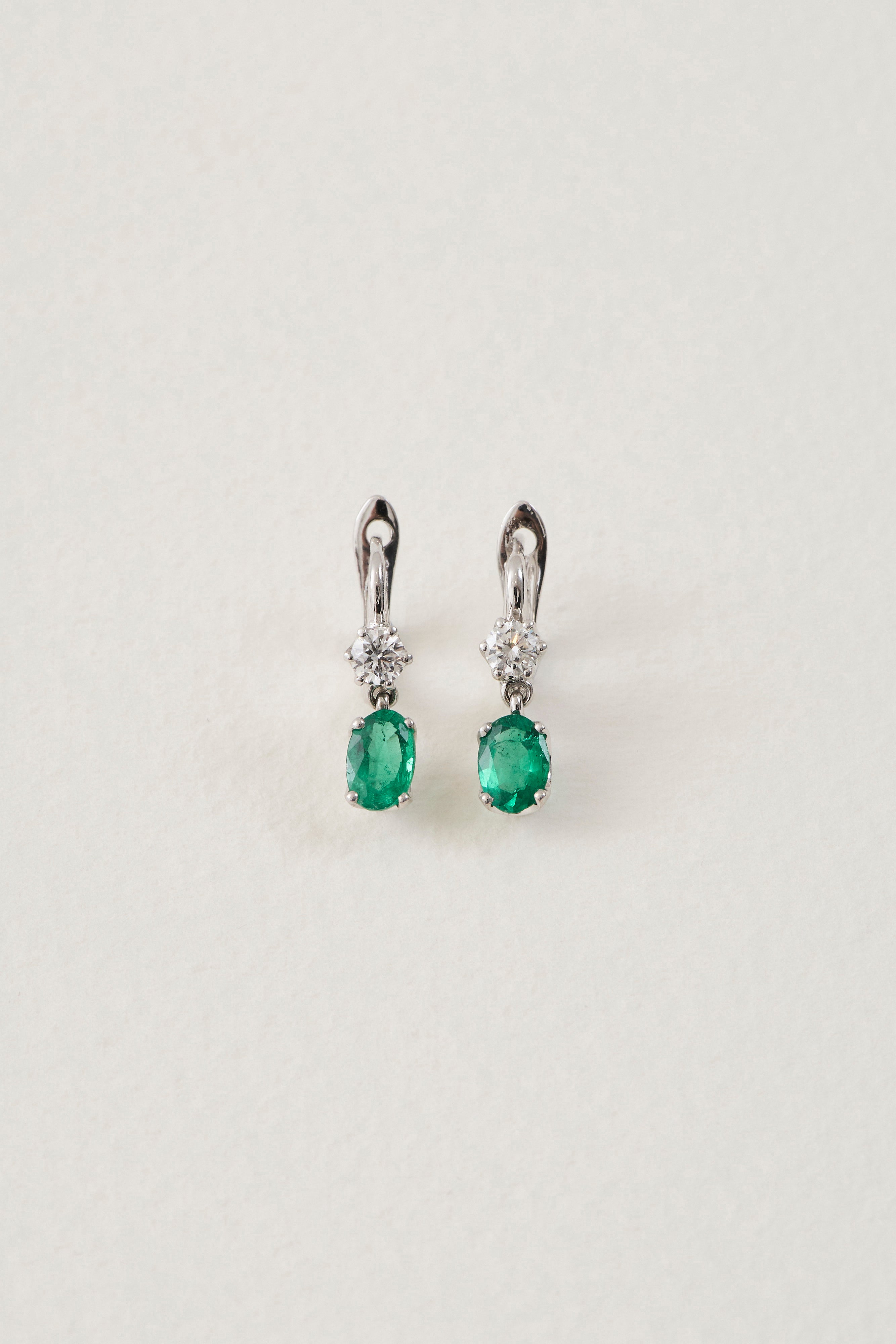 Emerald Oval Drop Earrings