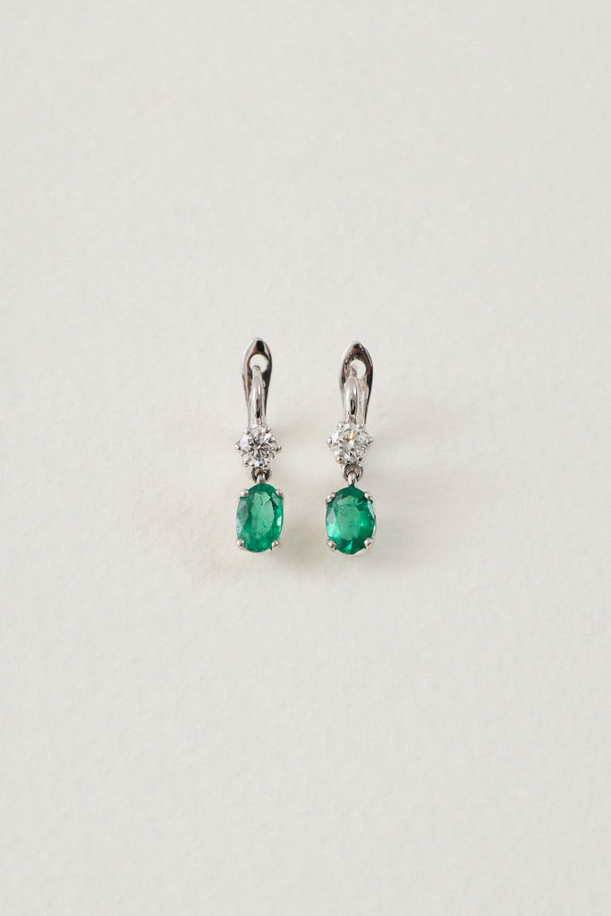Emerald Oval Drop Earrings
