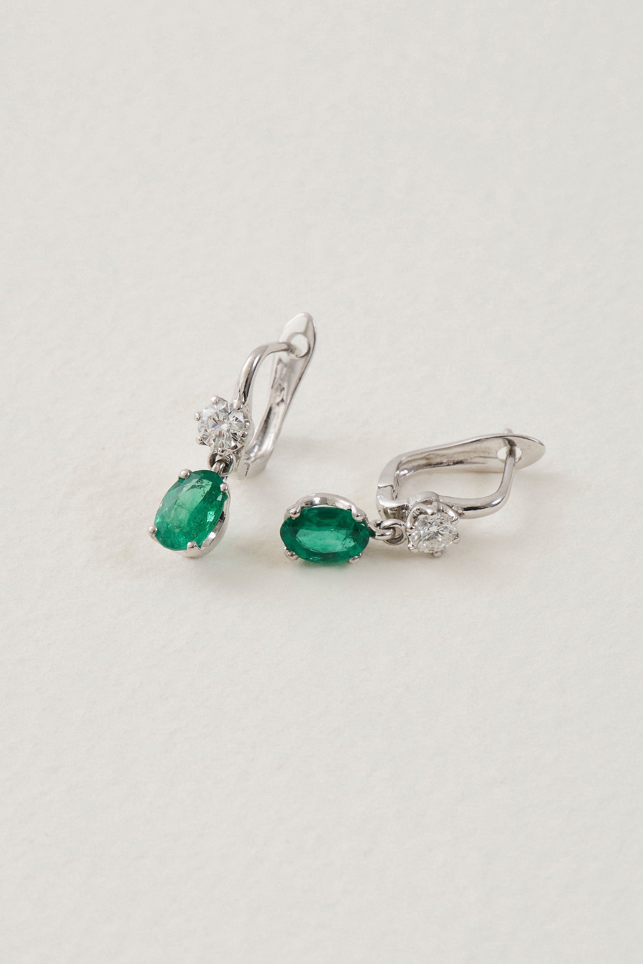 Emerald Oval Drop Earrings