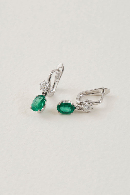 Emerald and Diamond Drop Earrings