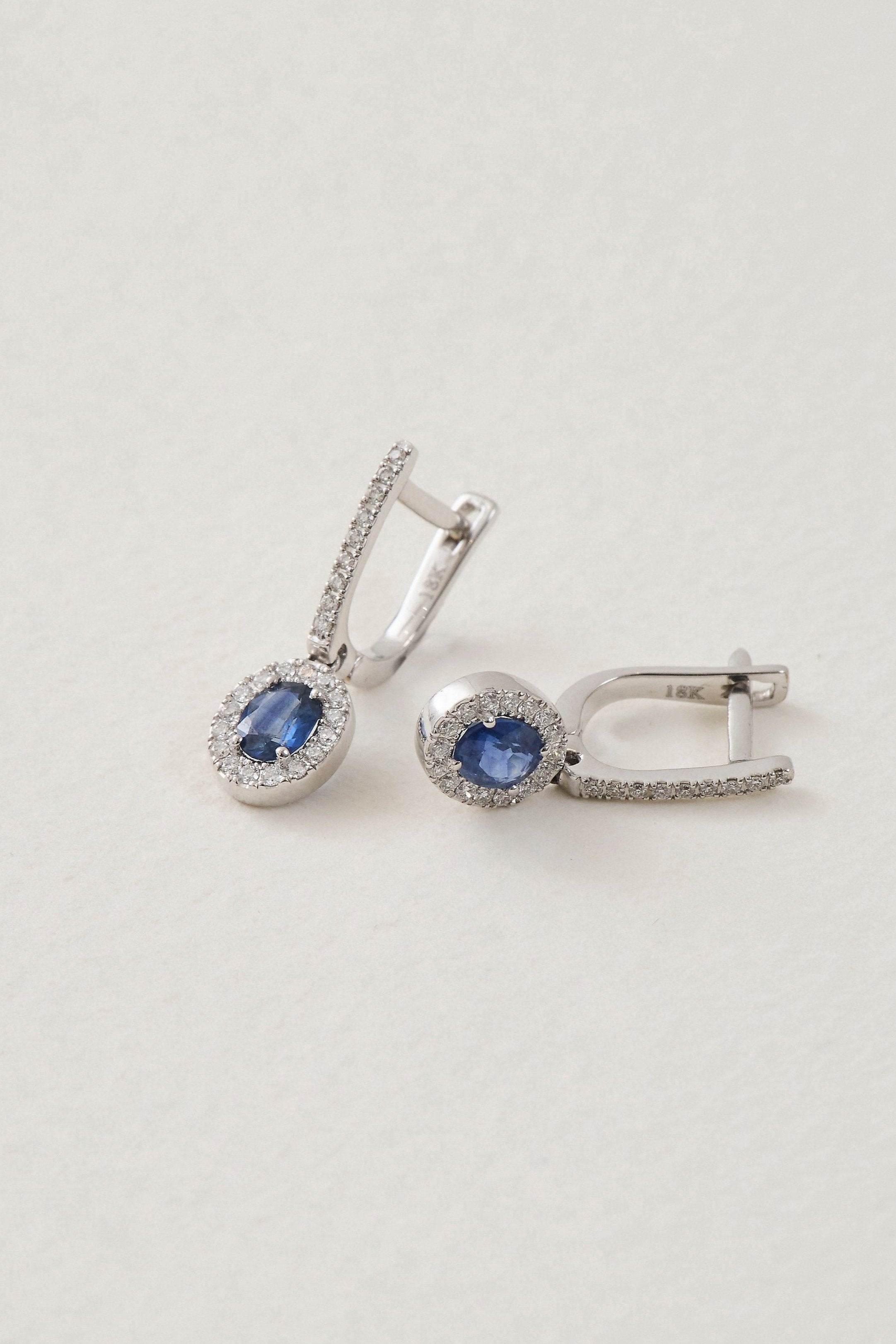 Sapphire Halo Drop Earrings