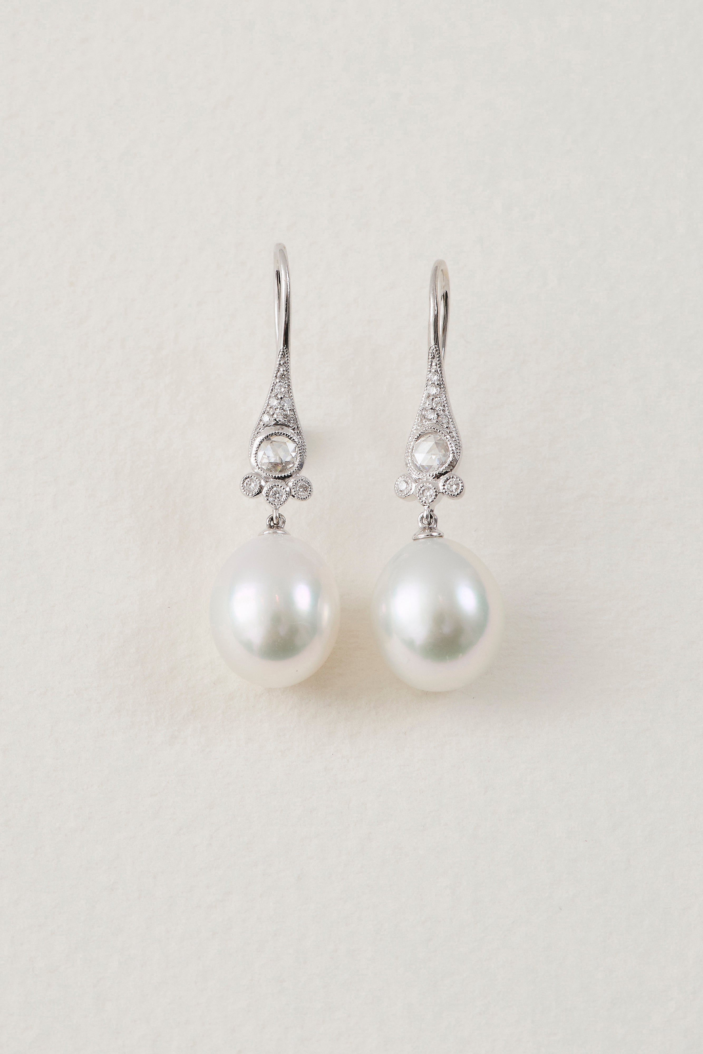 Pearl Diamond Drop Earrings