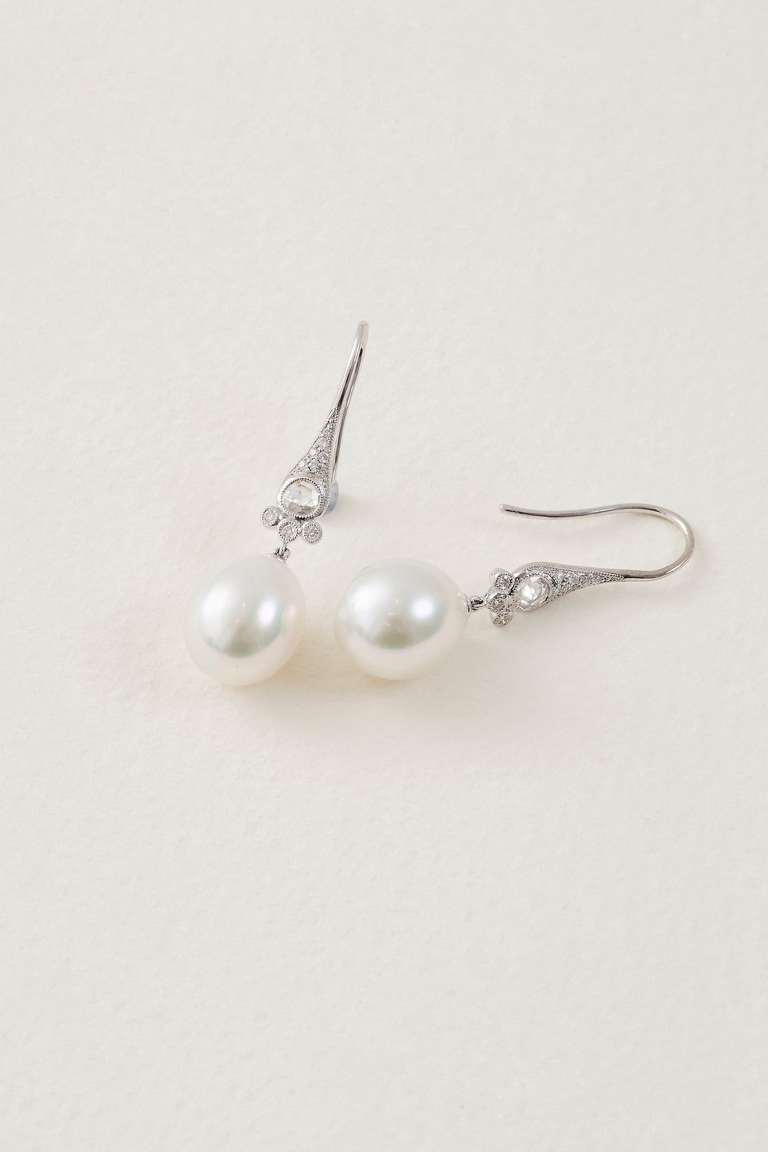 Pearl Diamond Drop Earrings