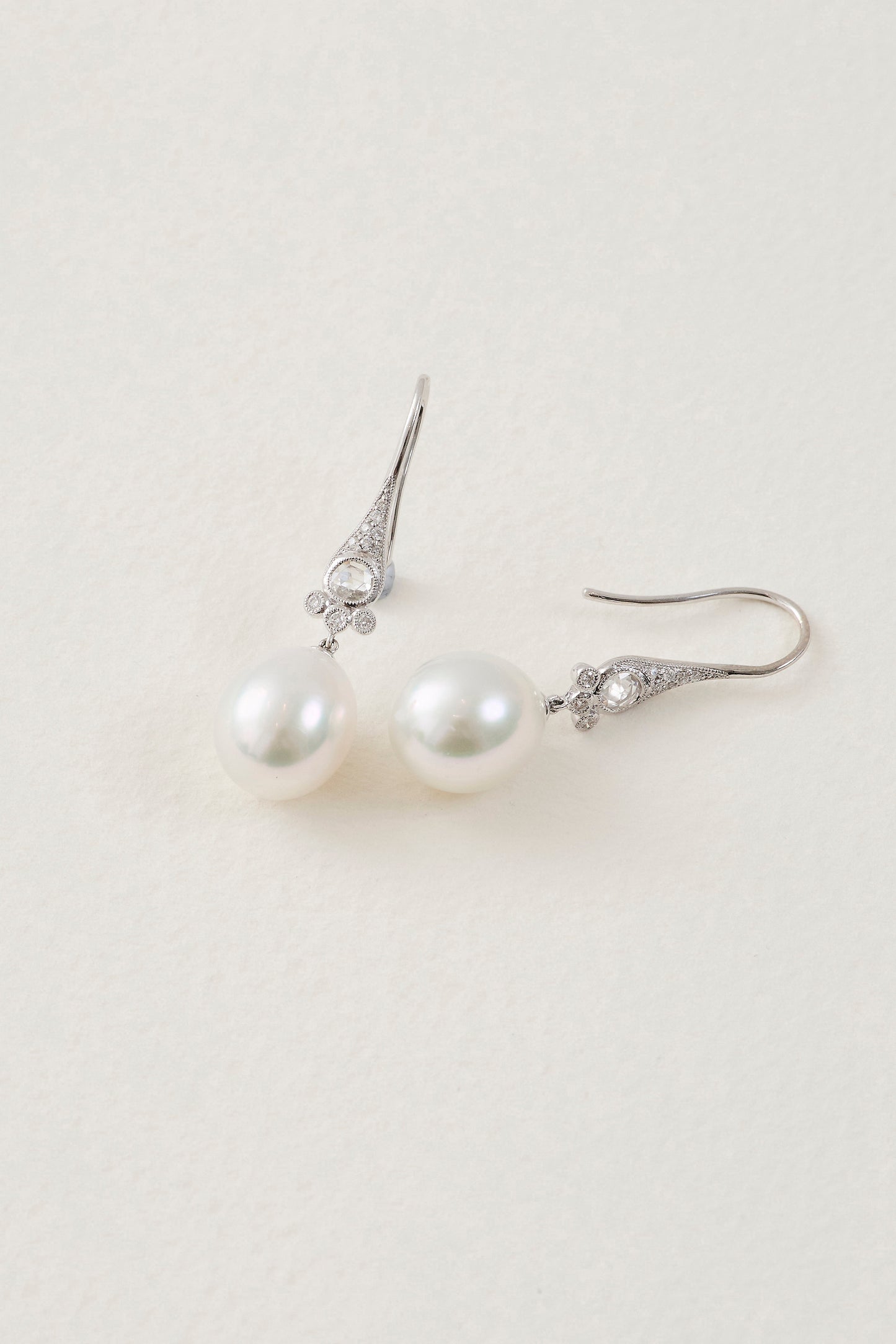 Pearl Diamond Drop Earrings