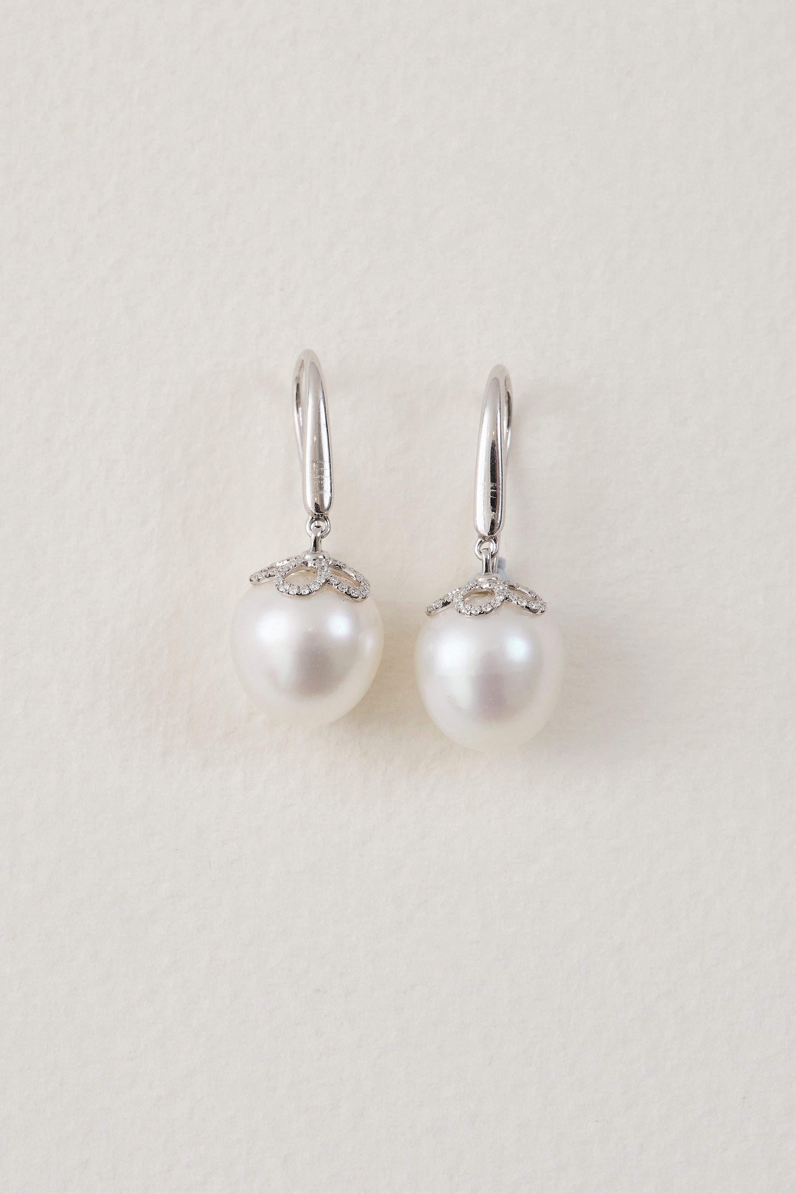 Pearl Diamond Drop Earrings