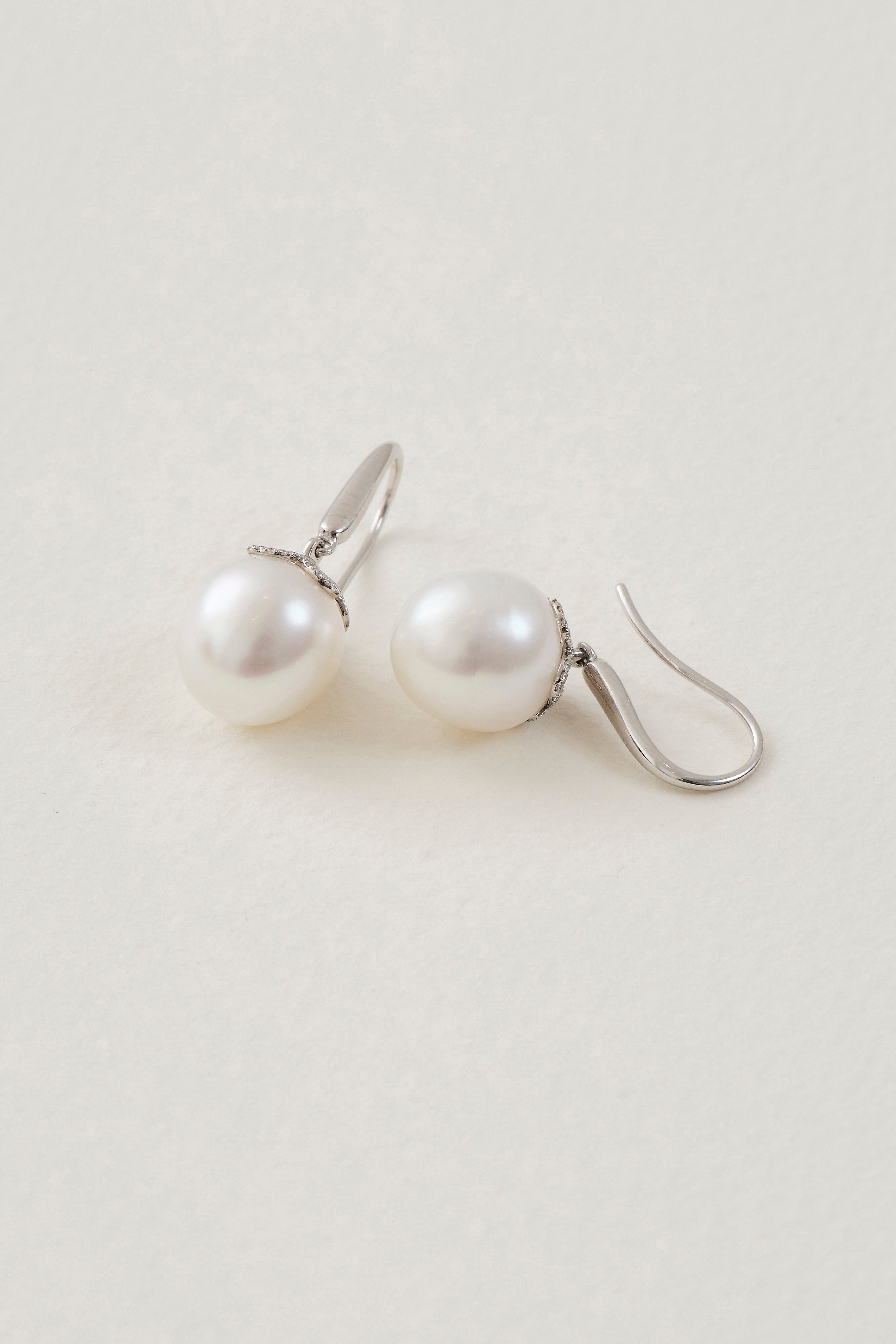 Pearl Diamond Drop Earrings