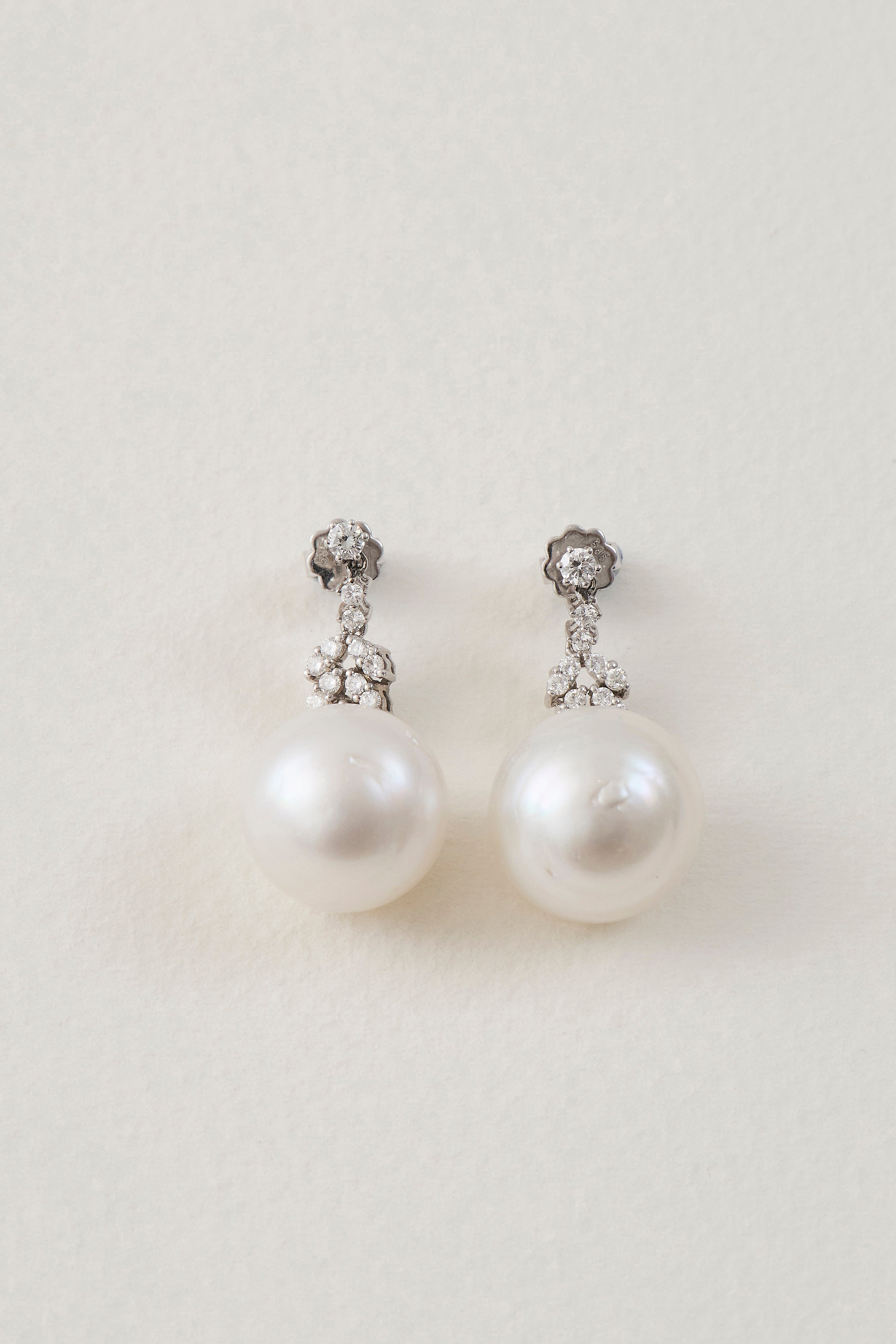 Pearl Diamond Drop Earrings