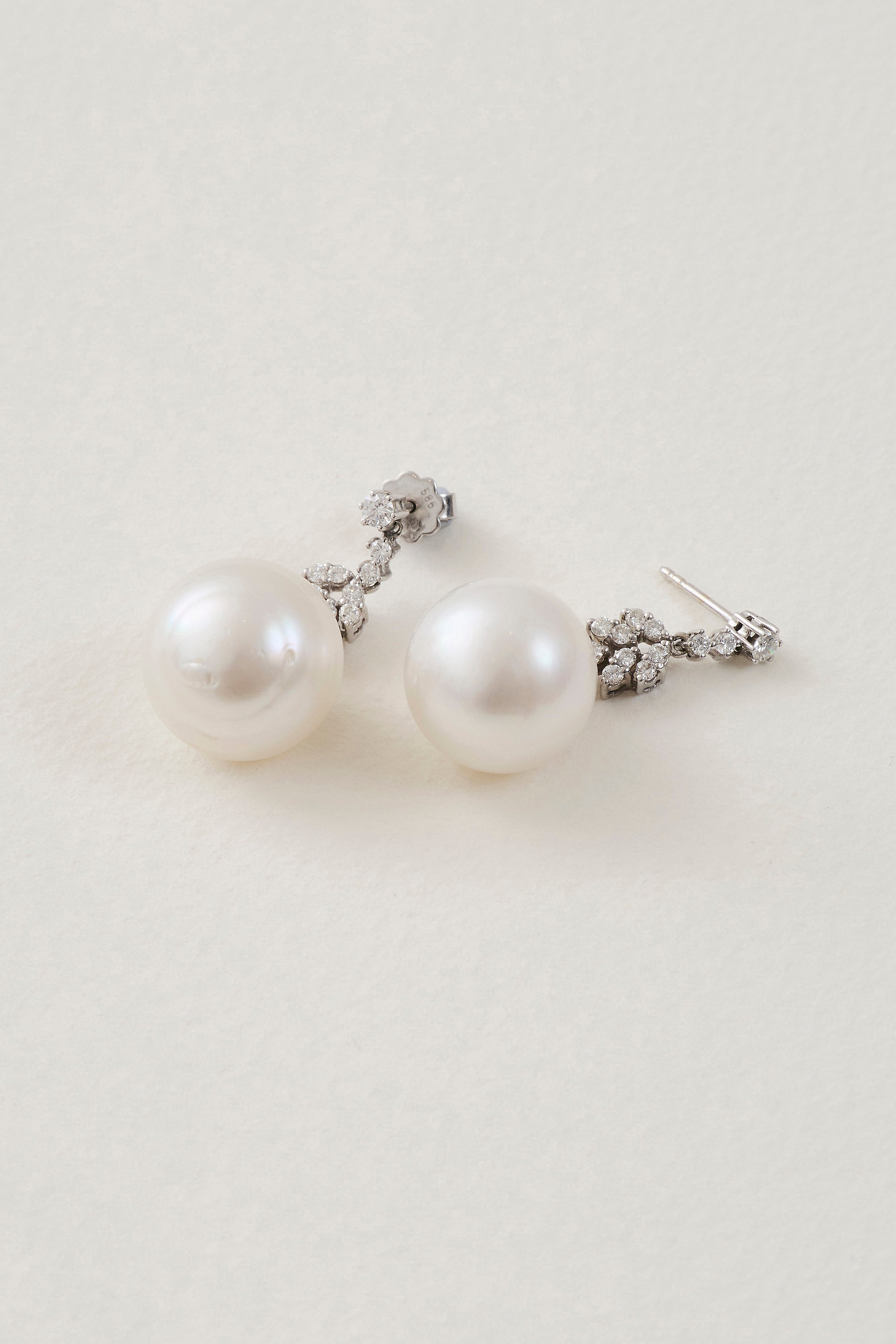 Pearl Diamond Drop Earrings