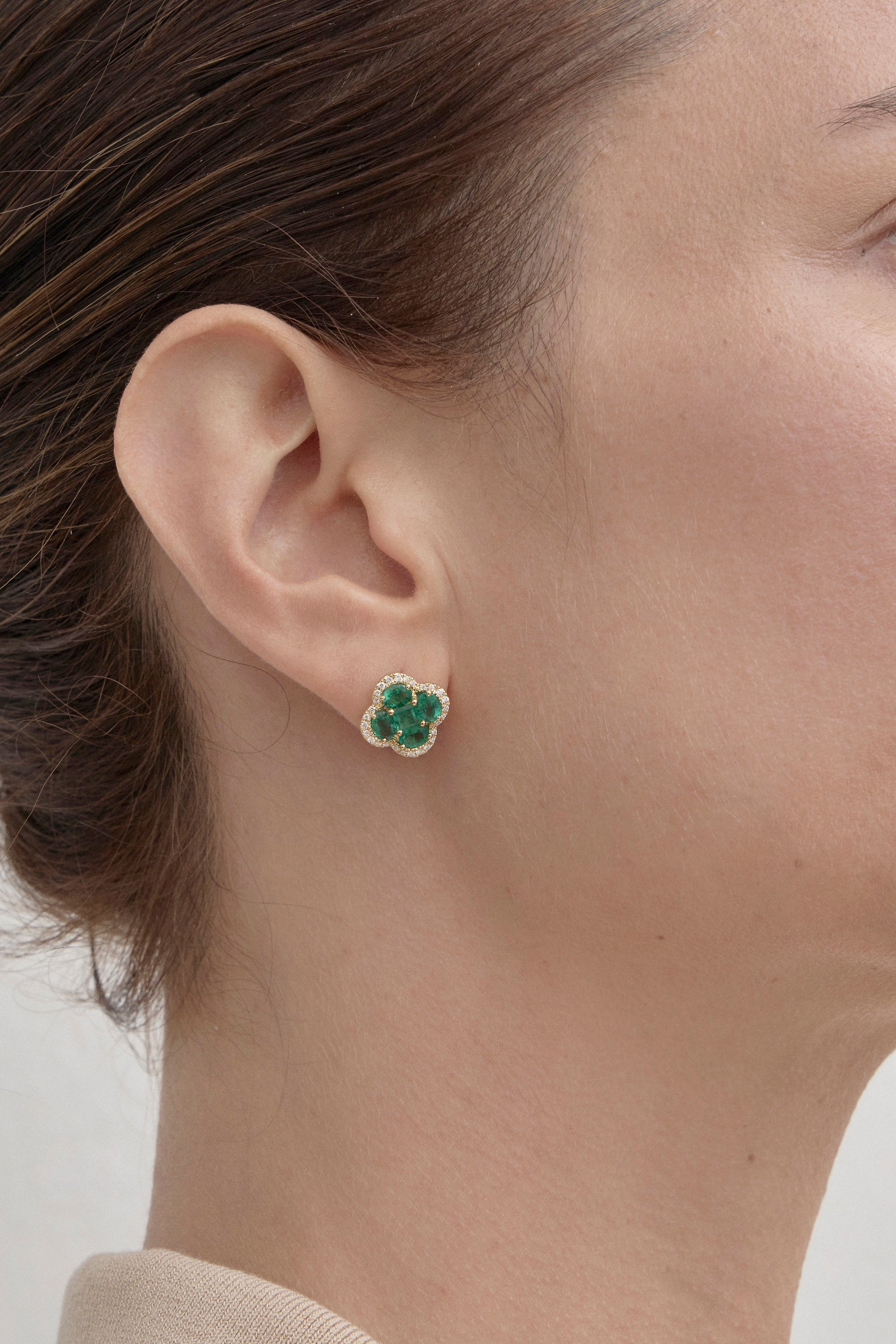 Emerald Clover Studs