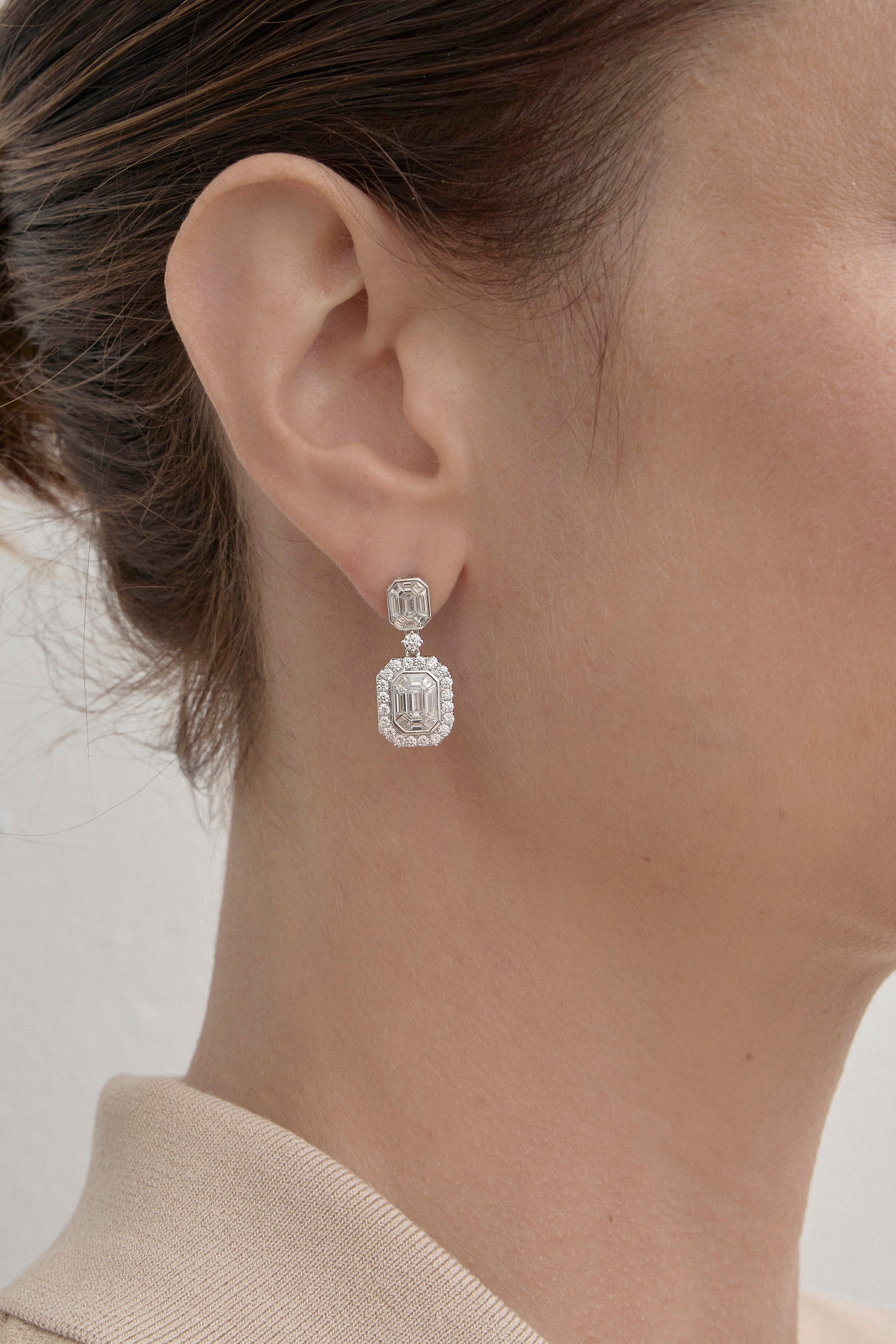 Diamond Deco Drop Earrings