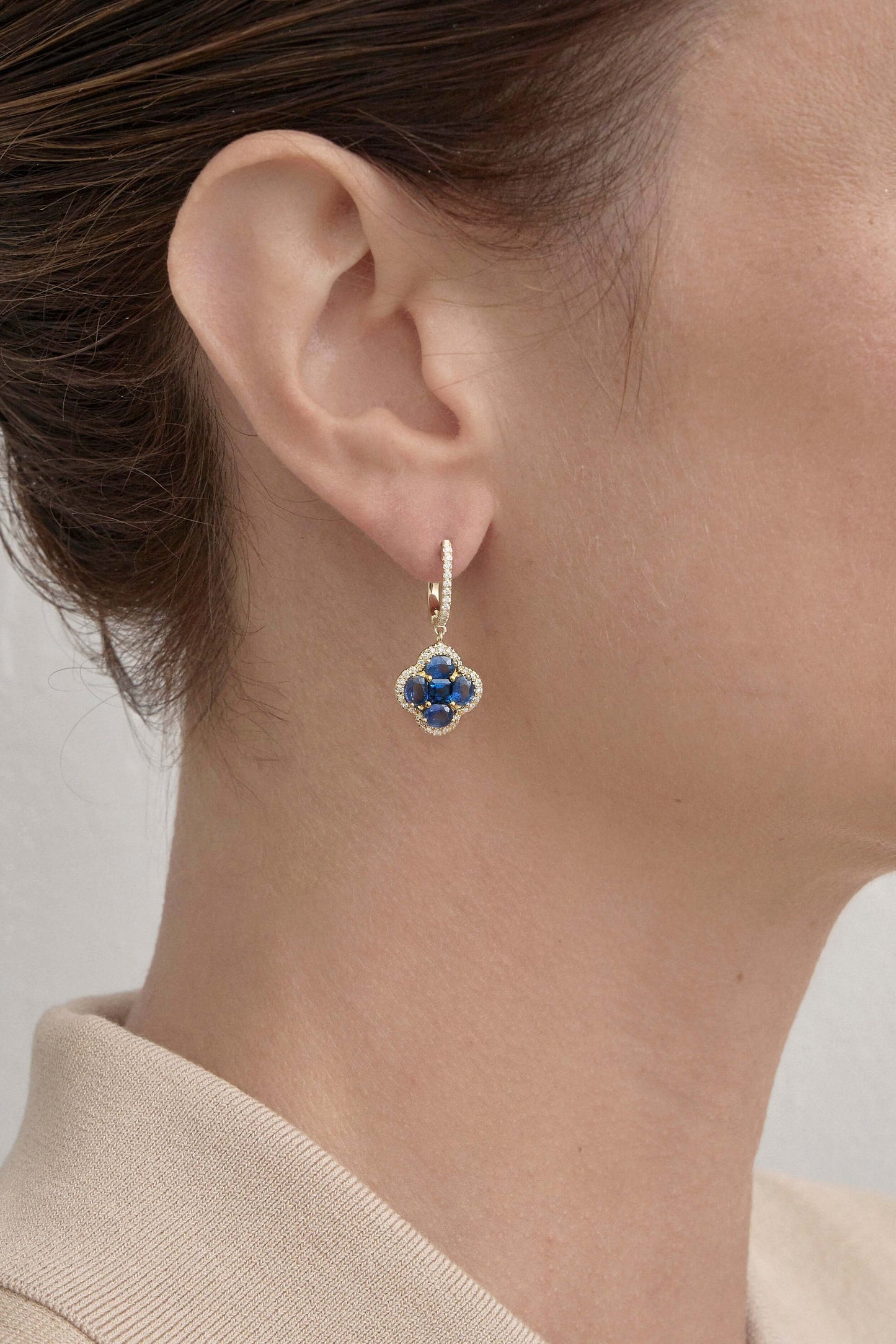 Sapphire Clover Earrings