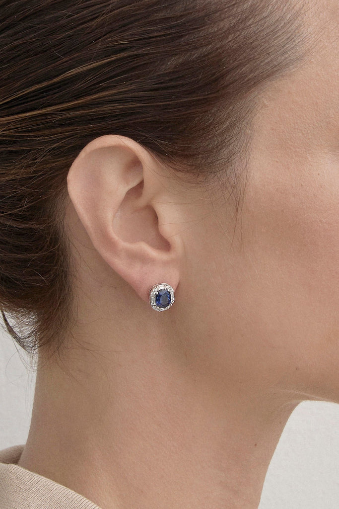 Sapphire Cushion Studs