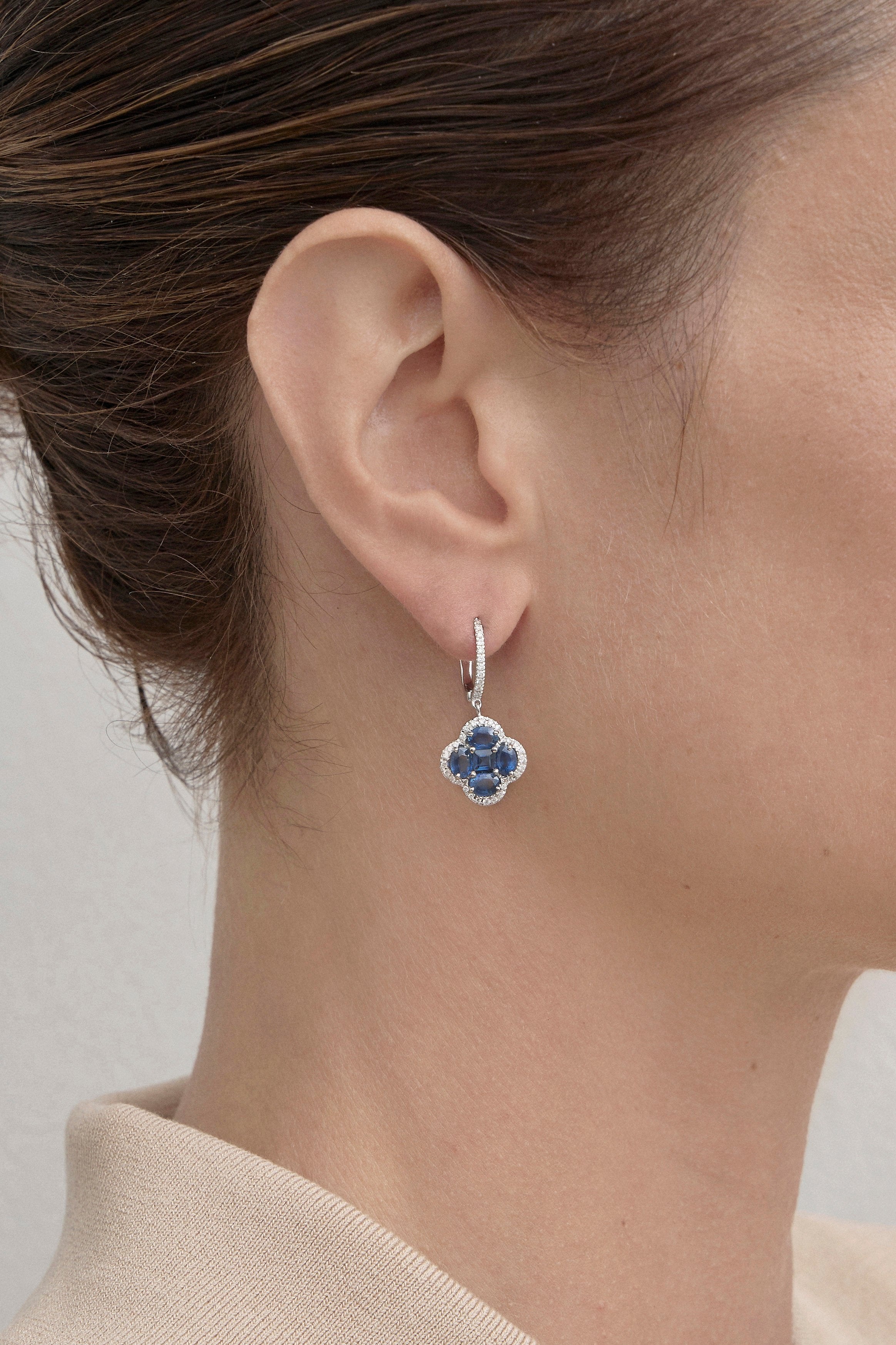 Sapphire Clover Earrings