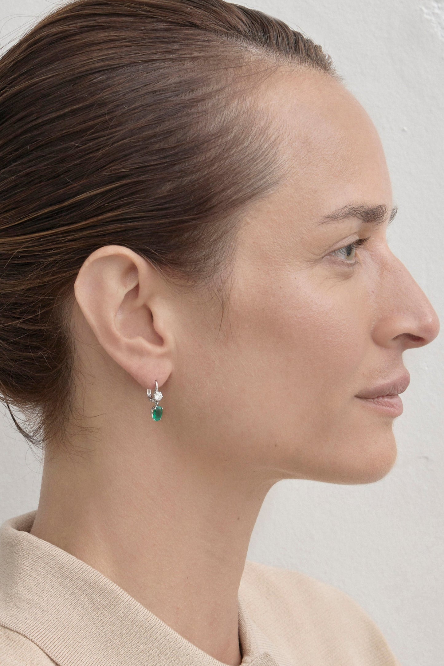 Emerald Oval Drop Earrings