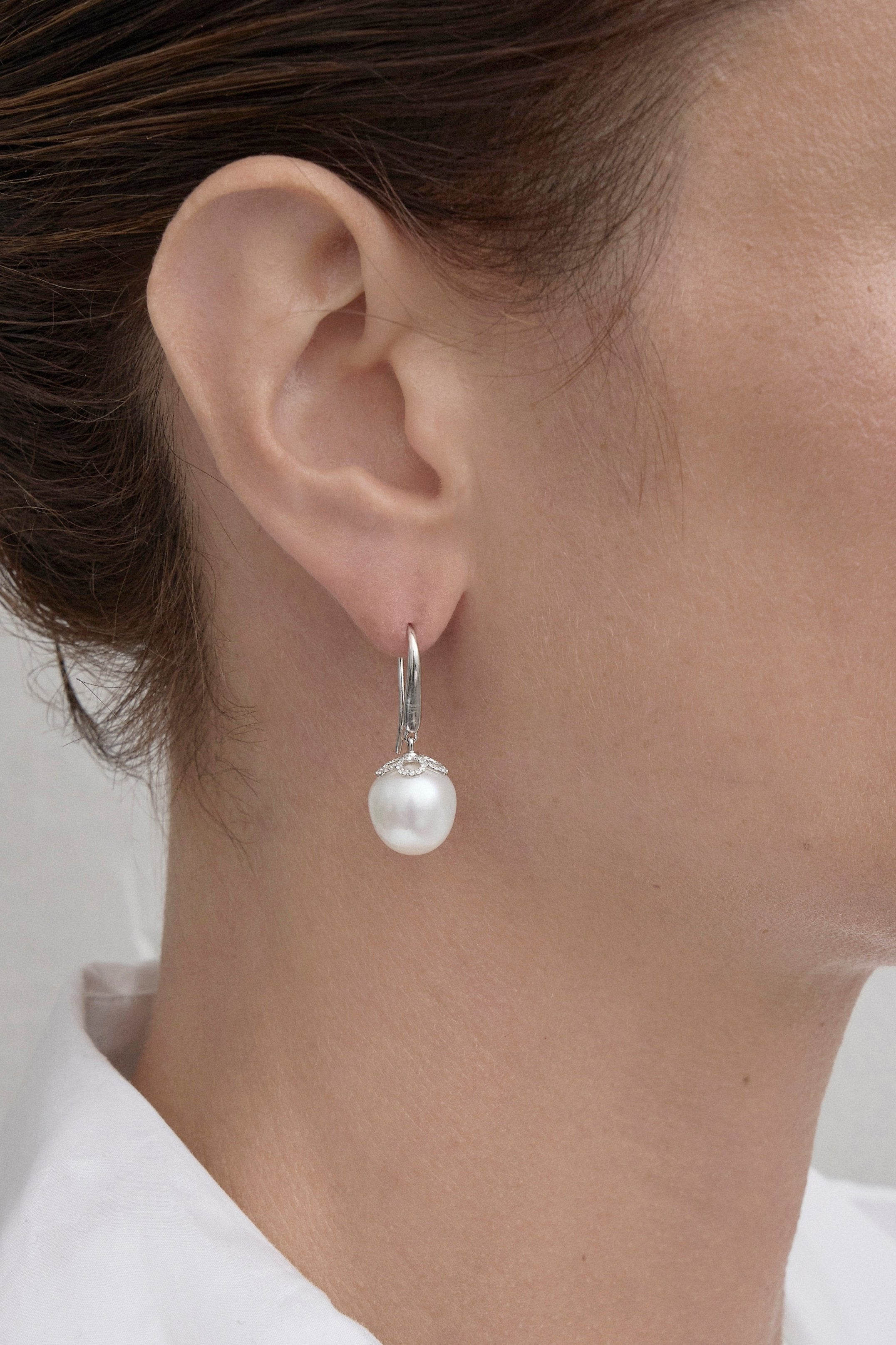 Pearl Diamond Drop Earrings