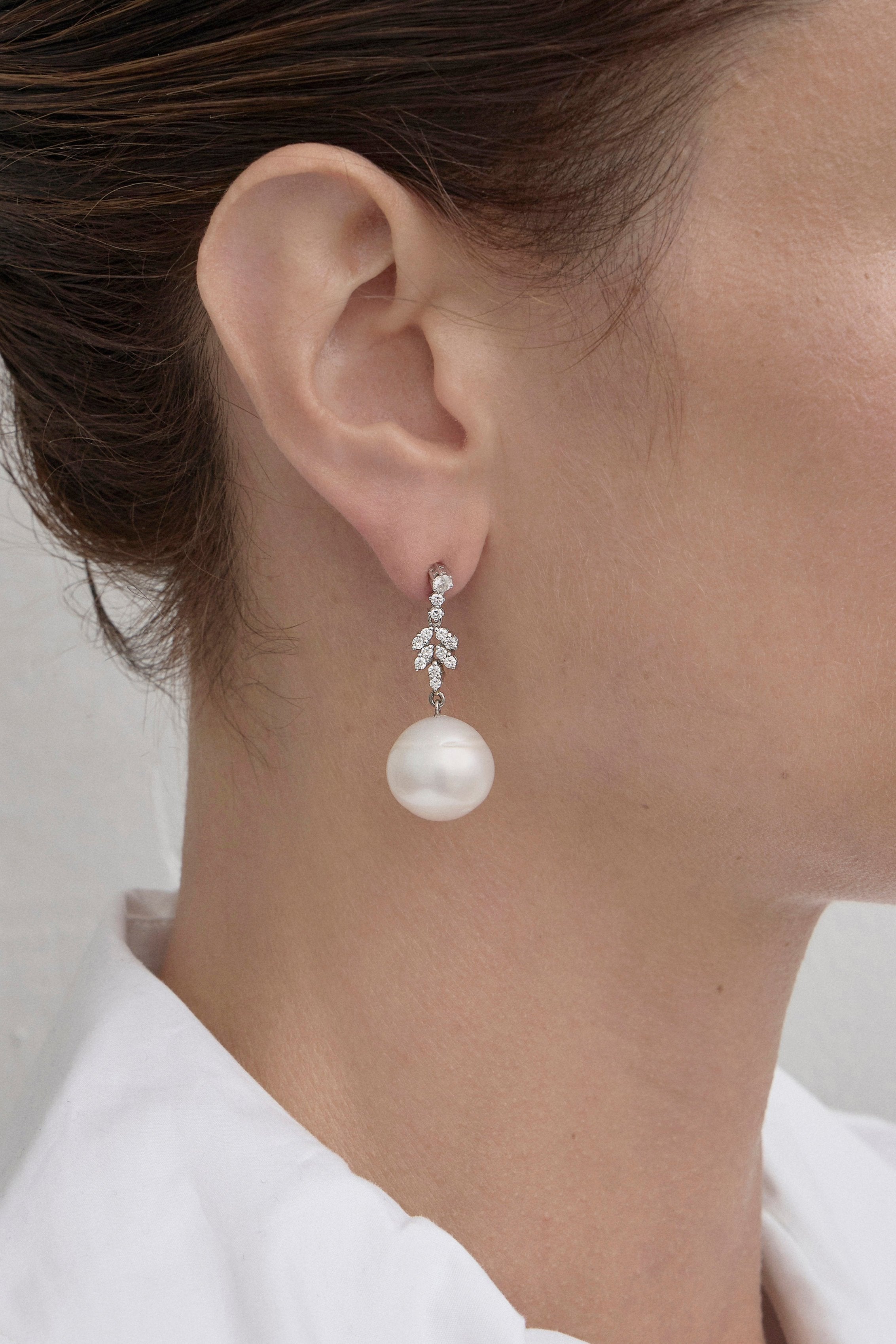 Pearl Diamond Drop Earrings